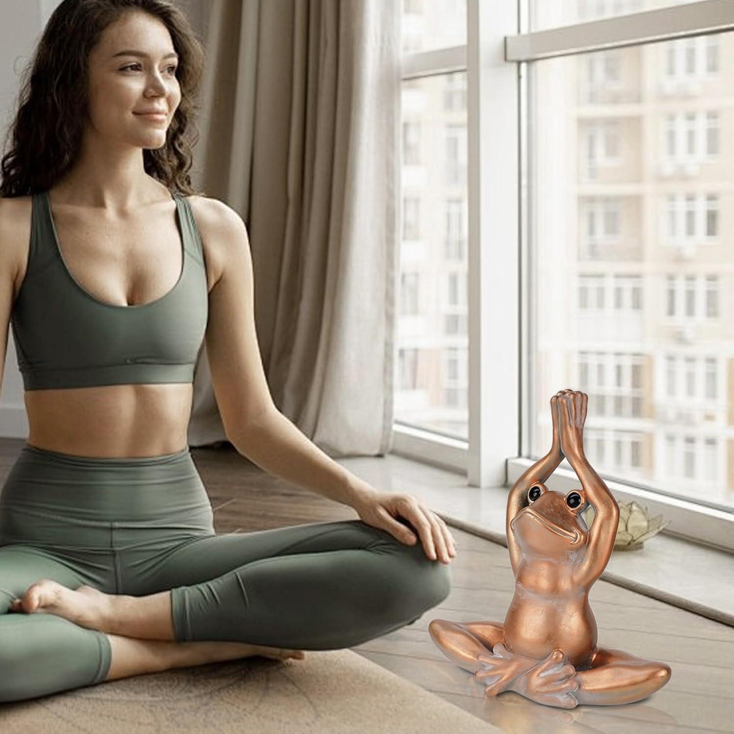 Estatua de Rana de Yoga KrcaJeo 27.9 cm Decoración Zen