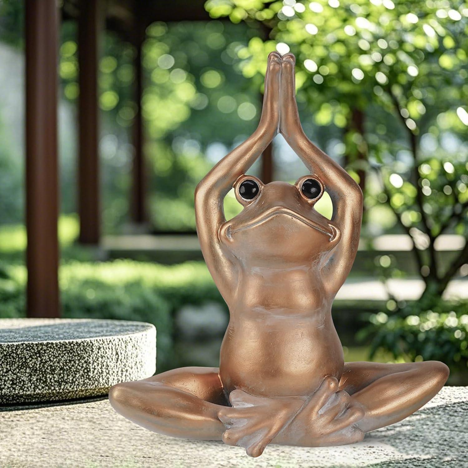 Estatua de Rana de Yoga KrcaJeo 27.9 cm Decoración Zen