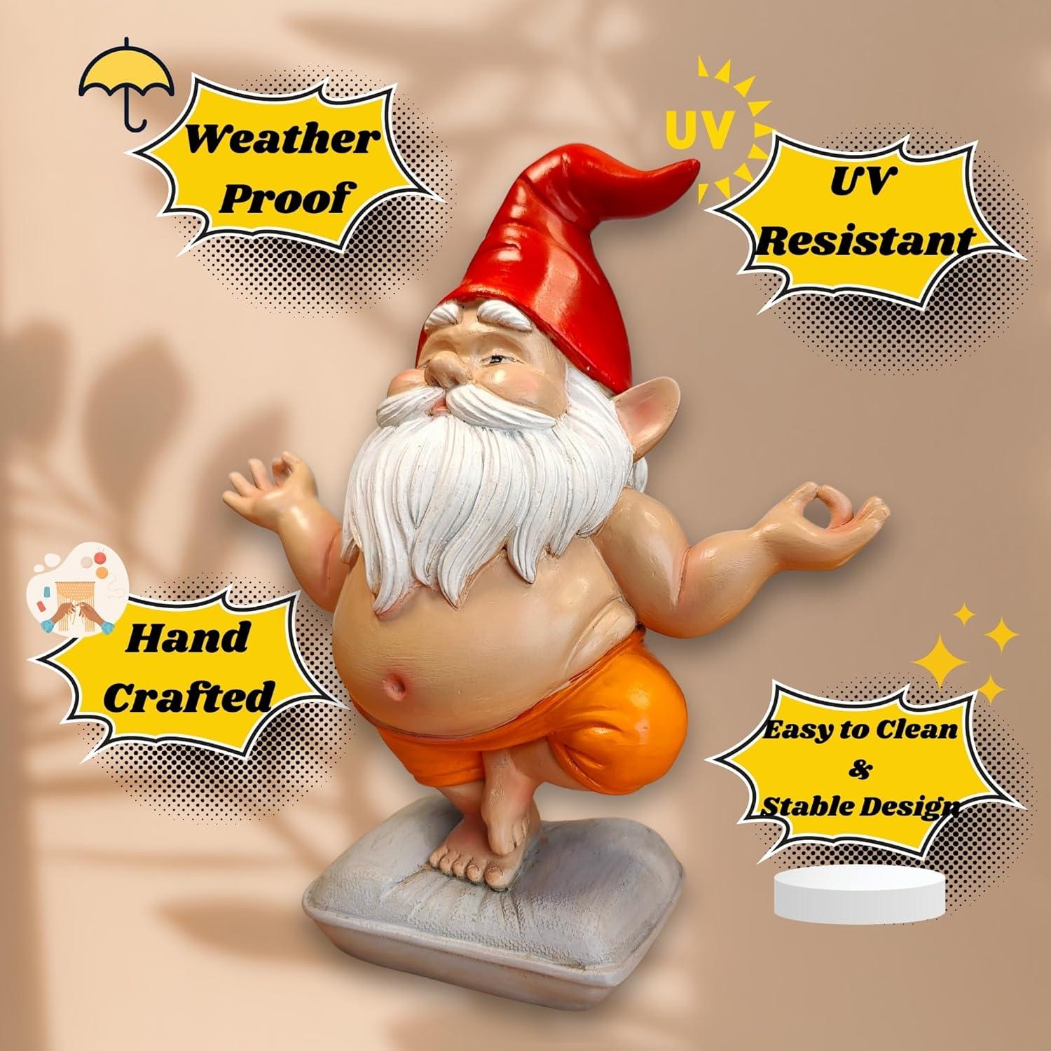 Estatua de Gnomo de Yoga VYXARA - Meditación en Pose de Árbol