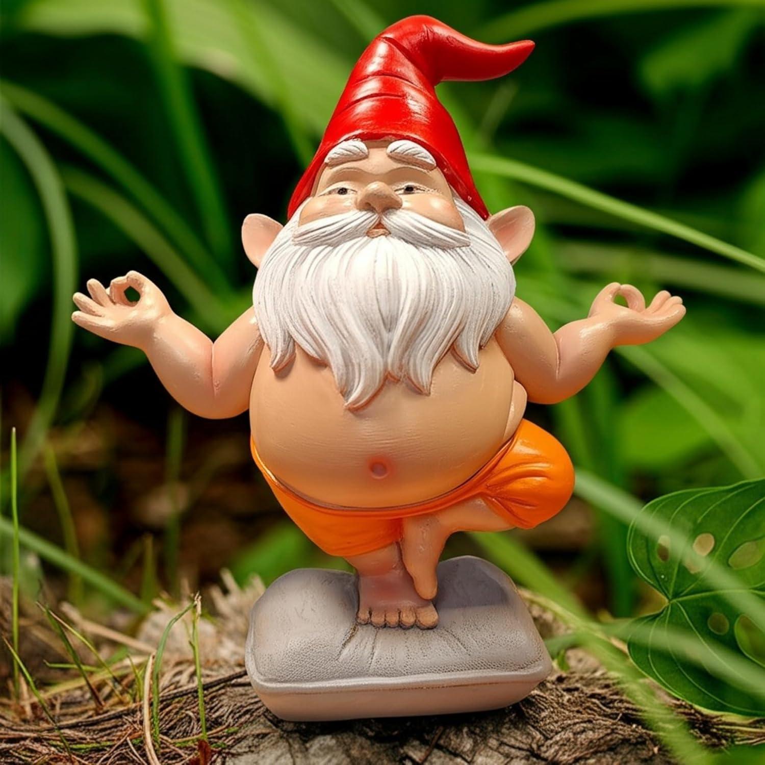 Estatua de Gnomo de Yoga VYXARA - Meditación en Pose de Árbol