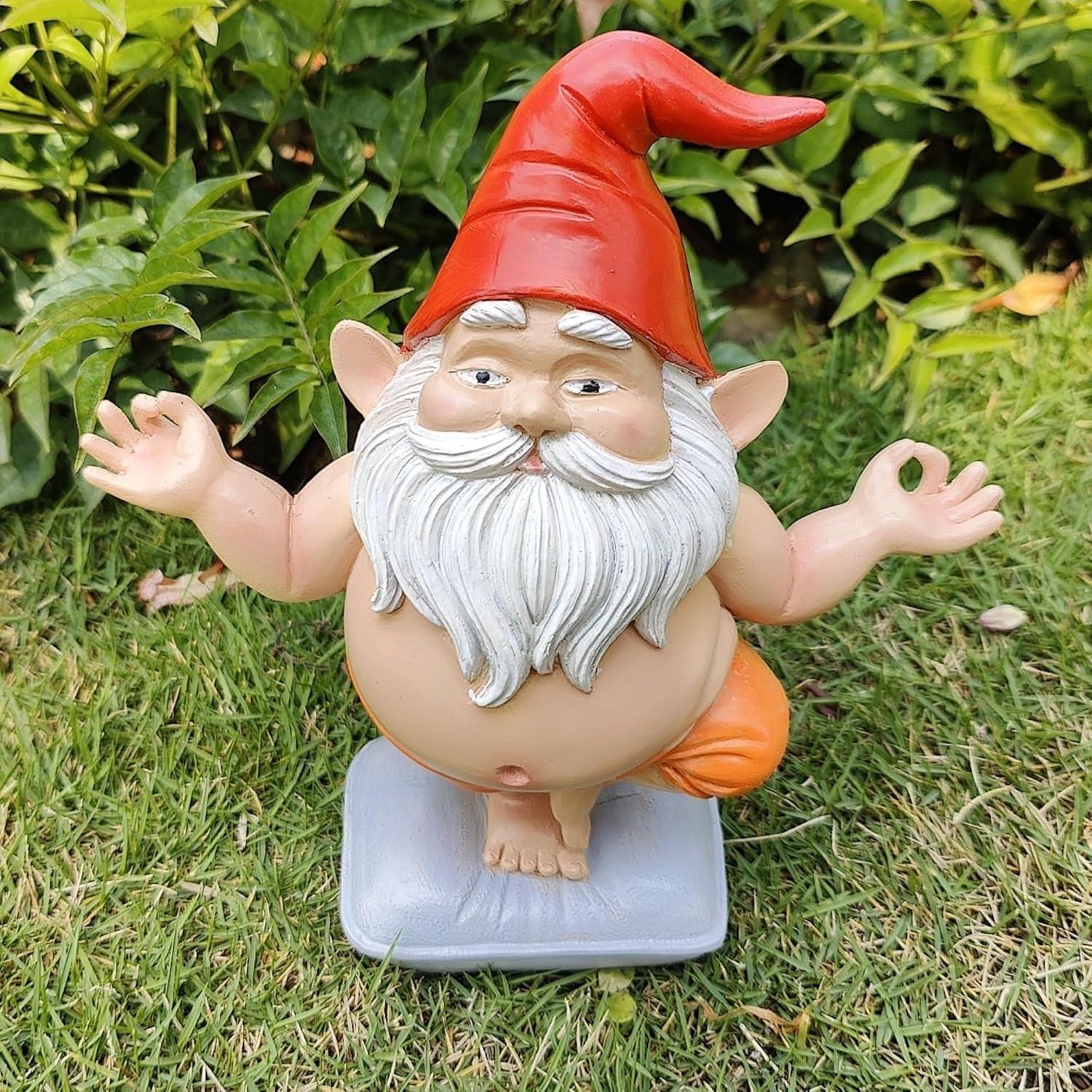 Estatua de Gnomo de Yoga VYXARA - Meditación en Pose de Árbol