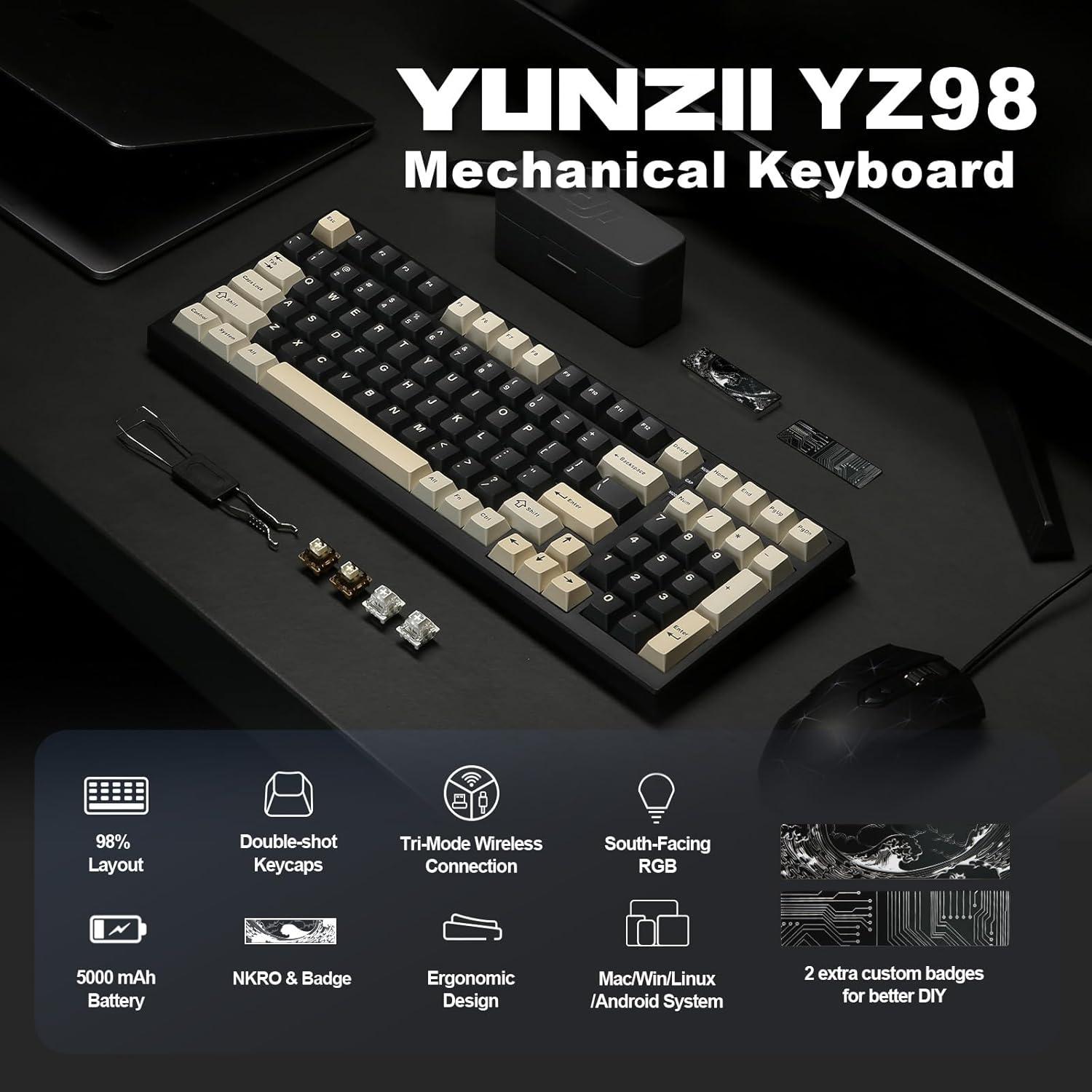 Teclado Mecánico YUNZII YZ98 Inalámbrico RGB 99 Teclas