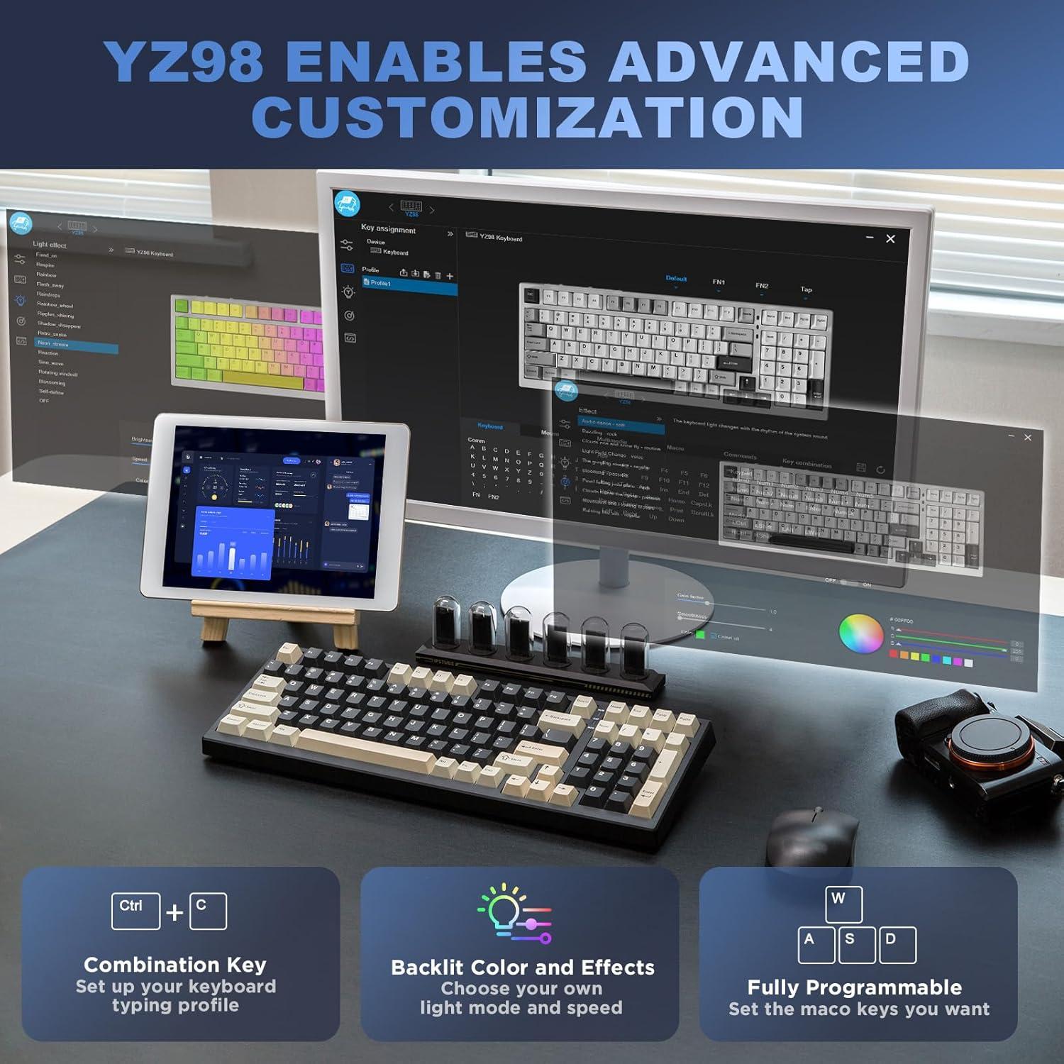 Teclado Mecánico YUNZII YZ98 Inalámbrico RGB 99 Teclas
