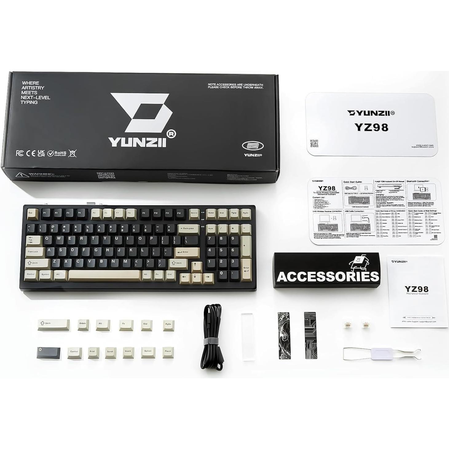 Teclado Mecánico YUNZII YZ98 Inalámbrico RGB 99 Teclas