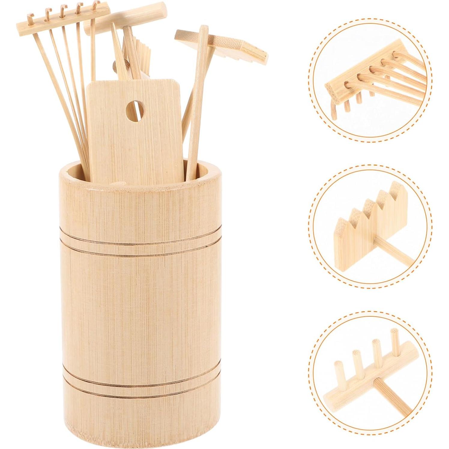 Juego de Rasquetas de Jardín Zen BESPORTBLE - Madera 11.5cm