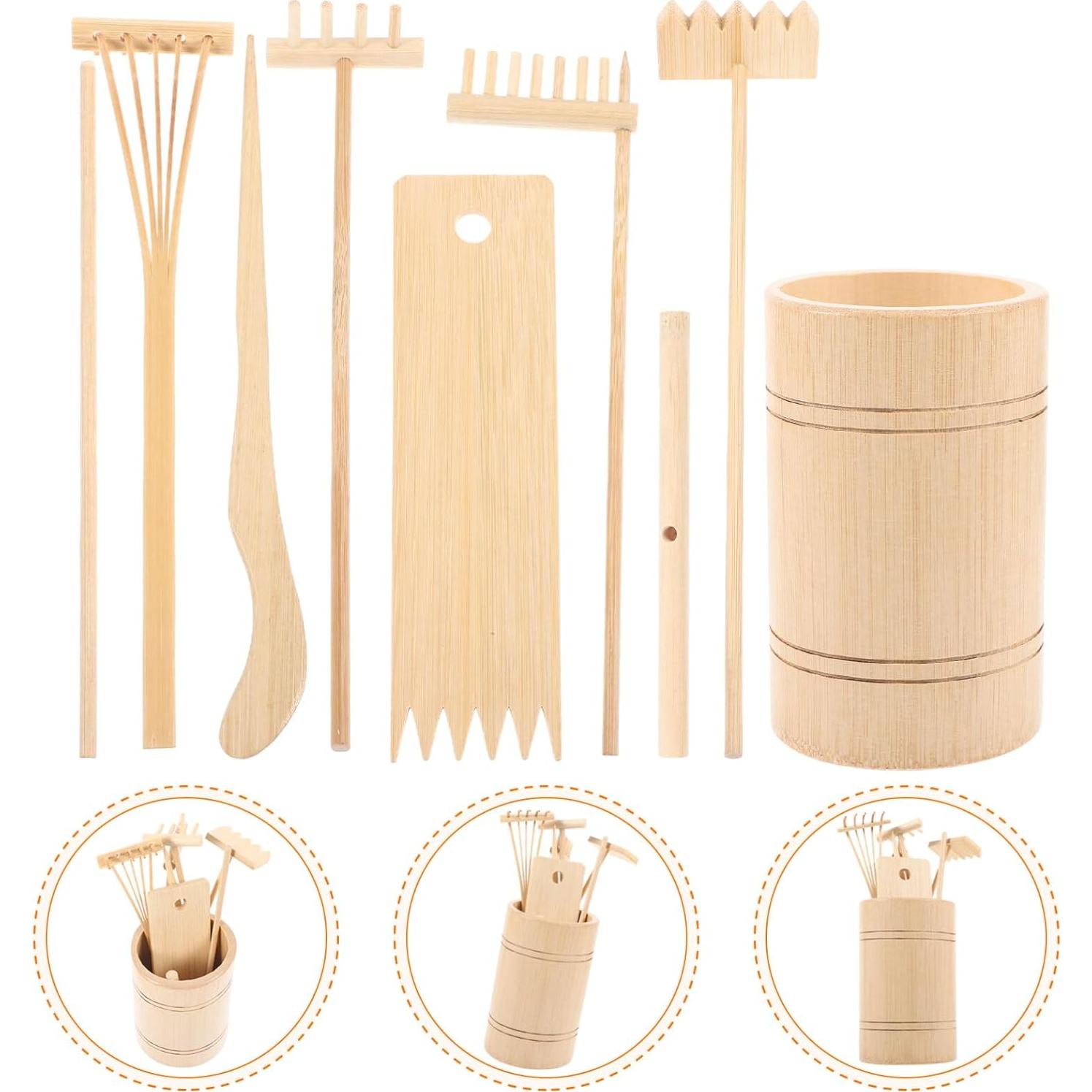 Juego de Rasquetas de Jardín Zen BESPORTBLE - Madera 11.5cm