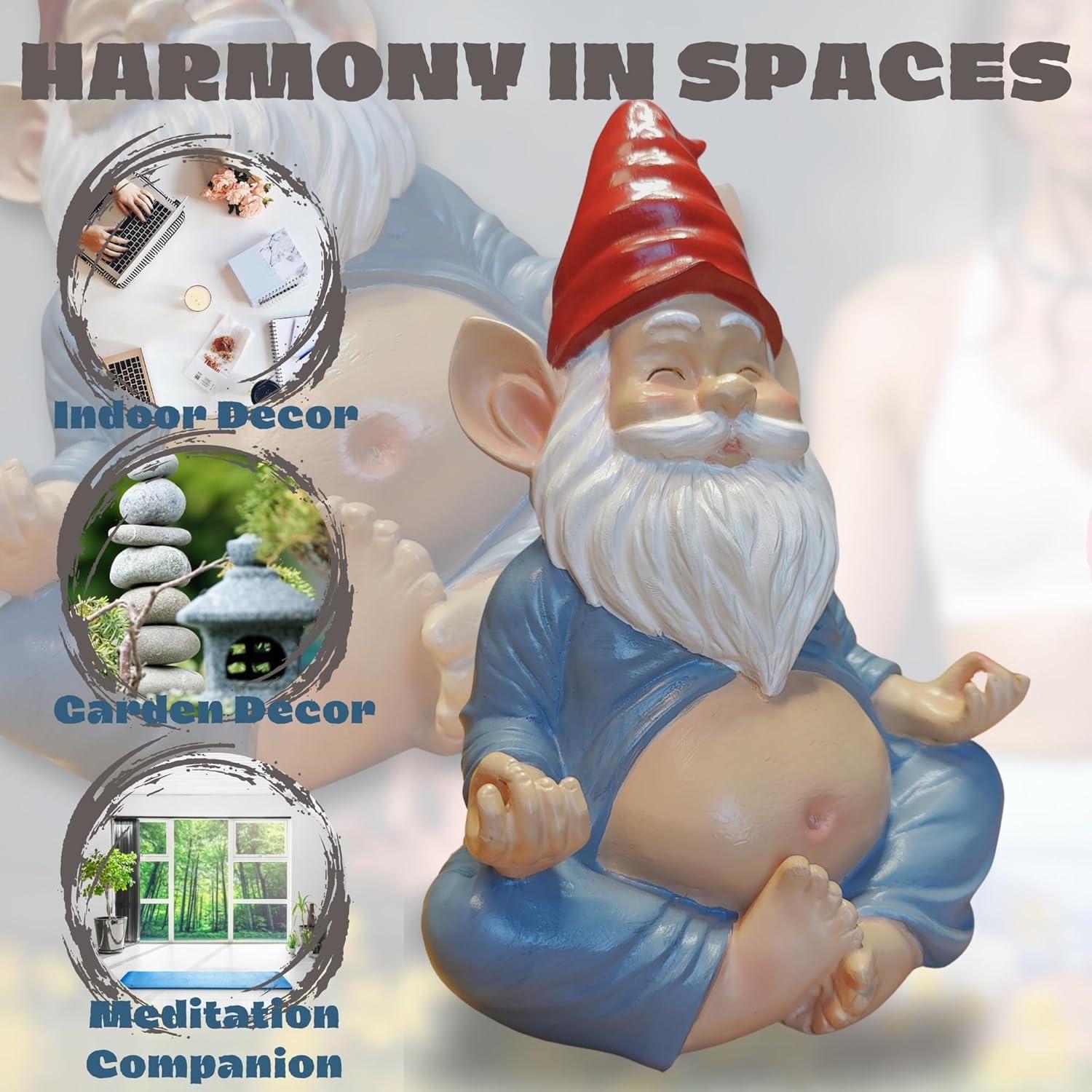 Estatua de Gnomo de Yoga VYXARA - 19cm Meditativo Resistente