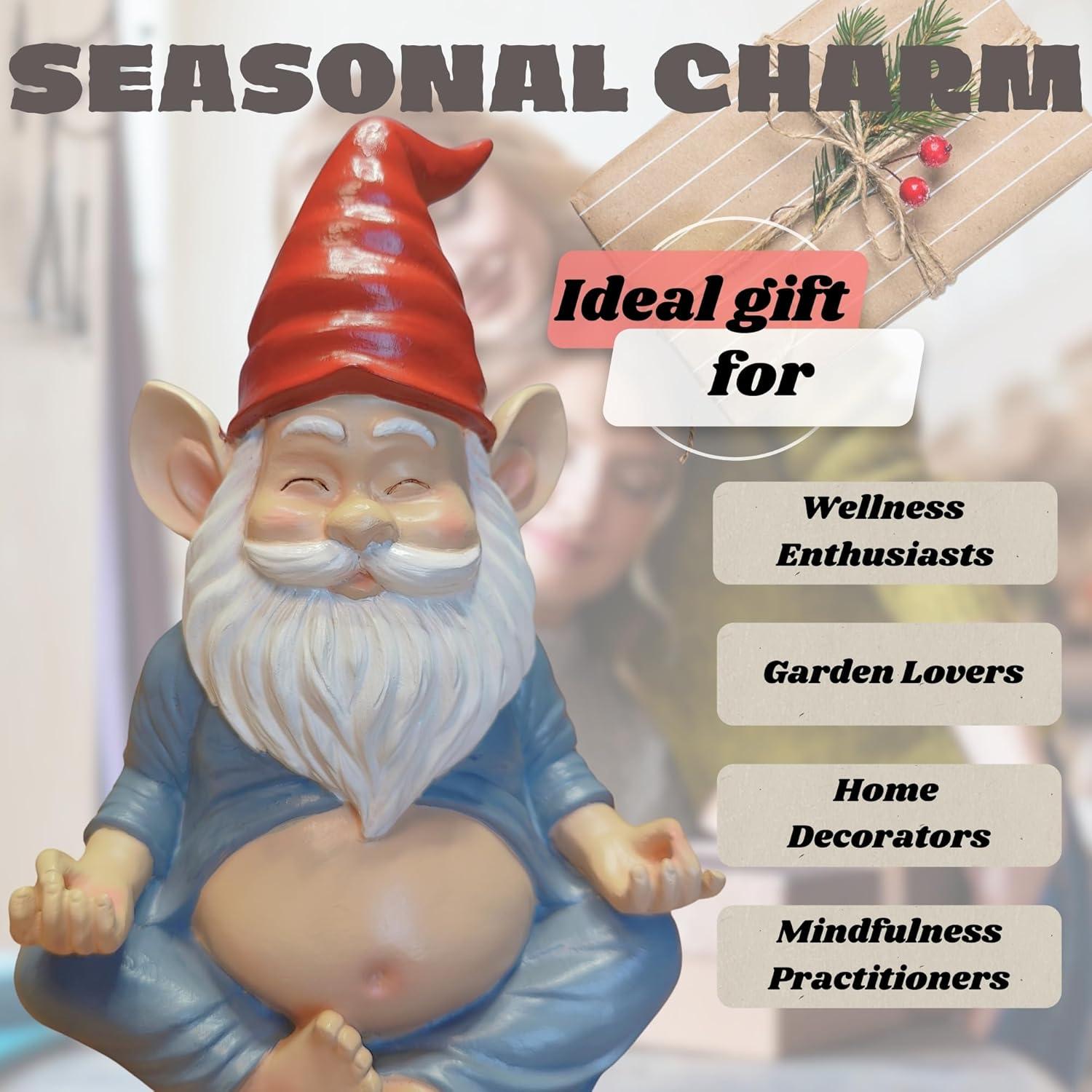 Estatua de Gnomo de Yoga VYXARA - 19cm Meditativo Resistente