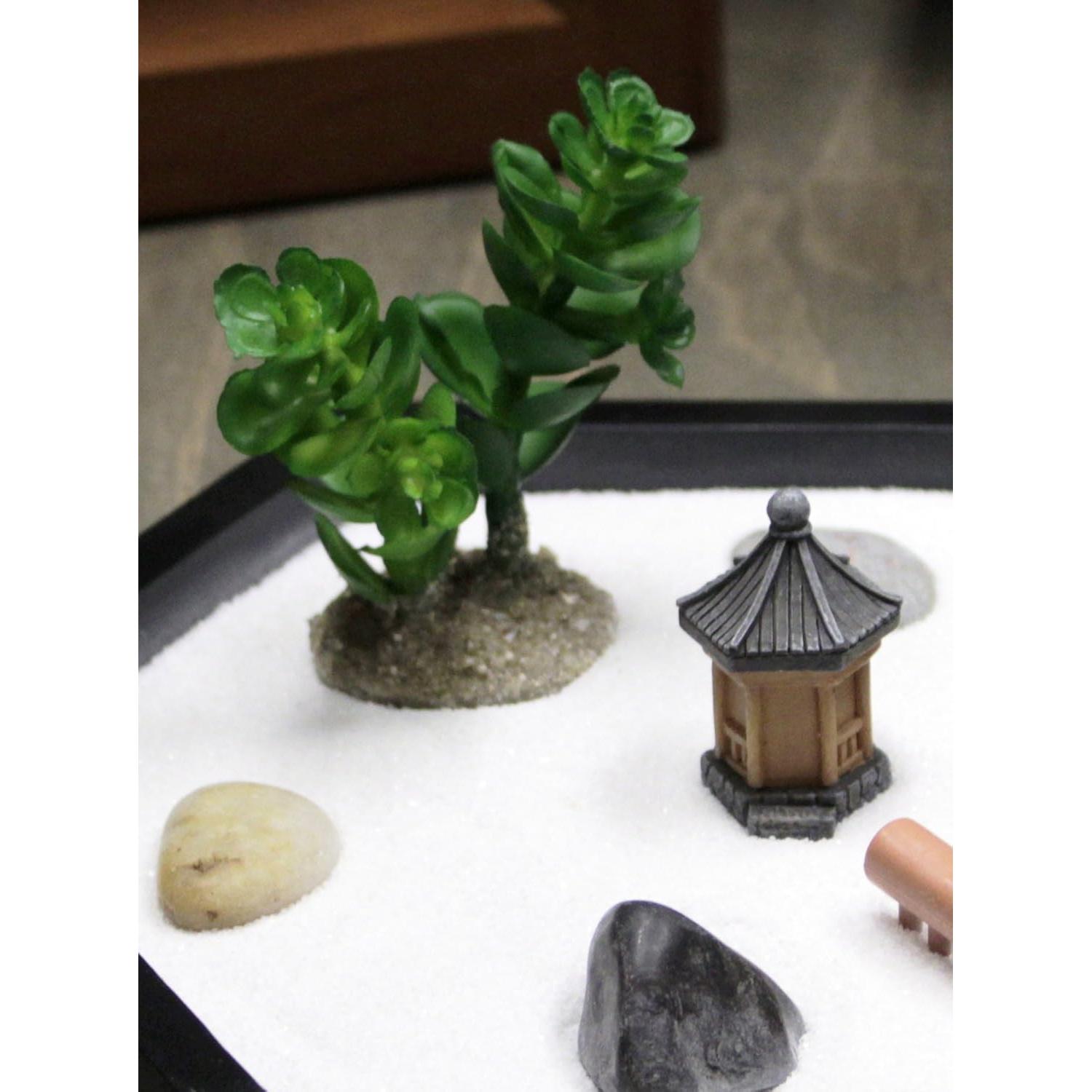 Kit Jardín Zen Mini Nature's Mark para Escritorio con Arena y Pagoda