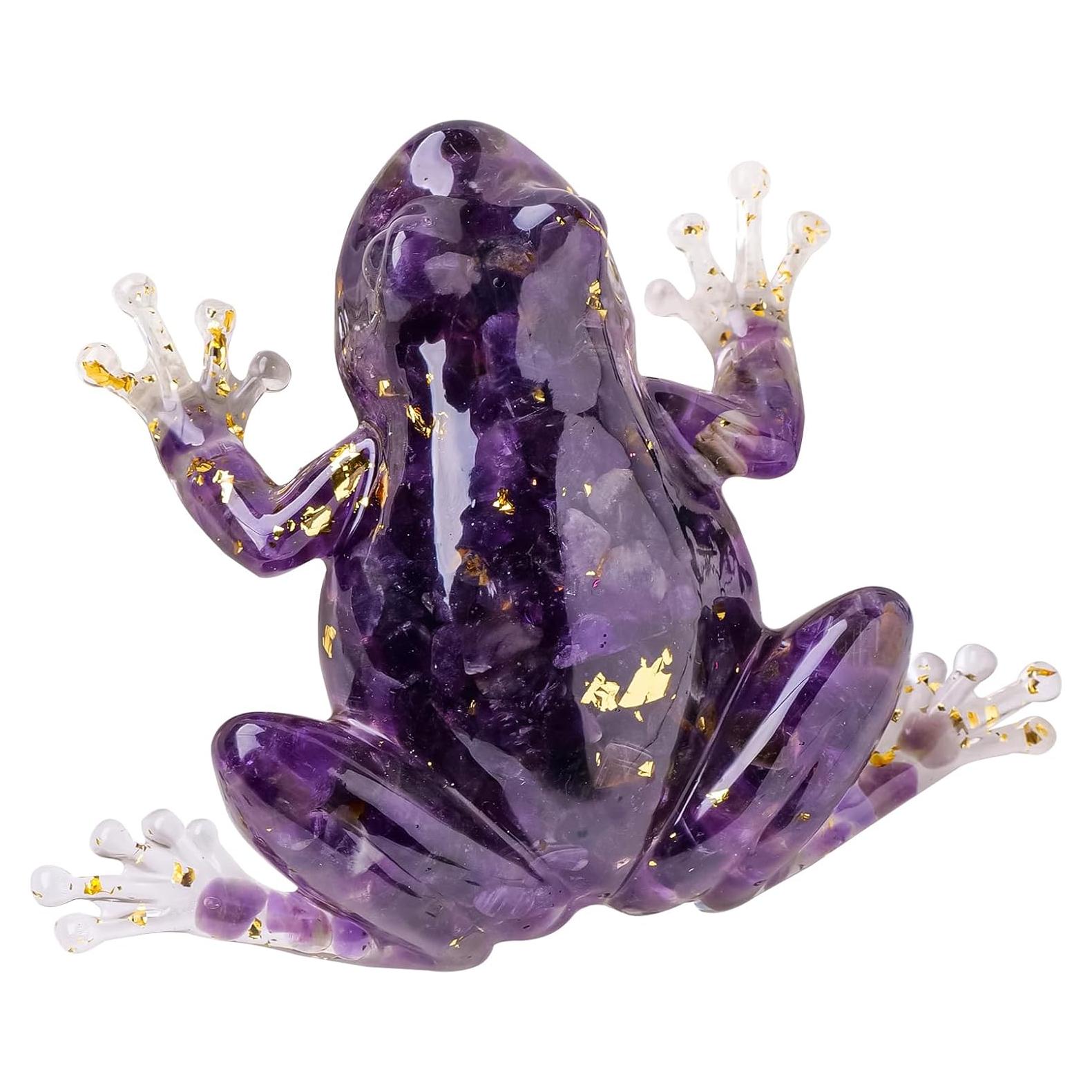 Rana de Resina de Cristal Natural RJINGSHI 13x10 cm Decorativa