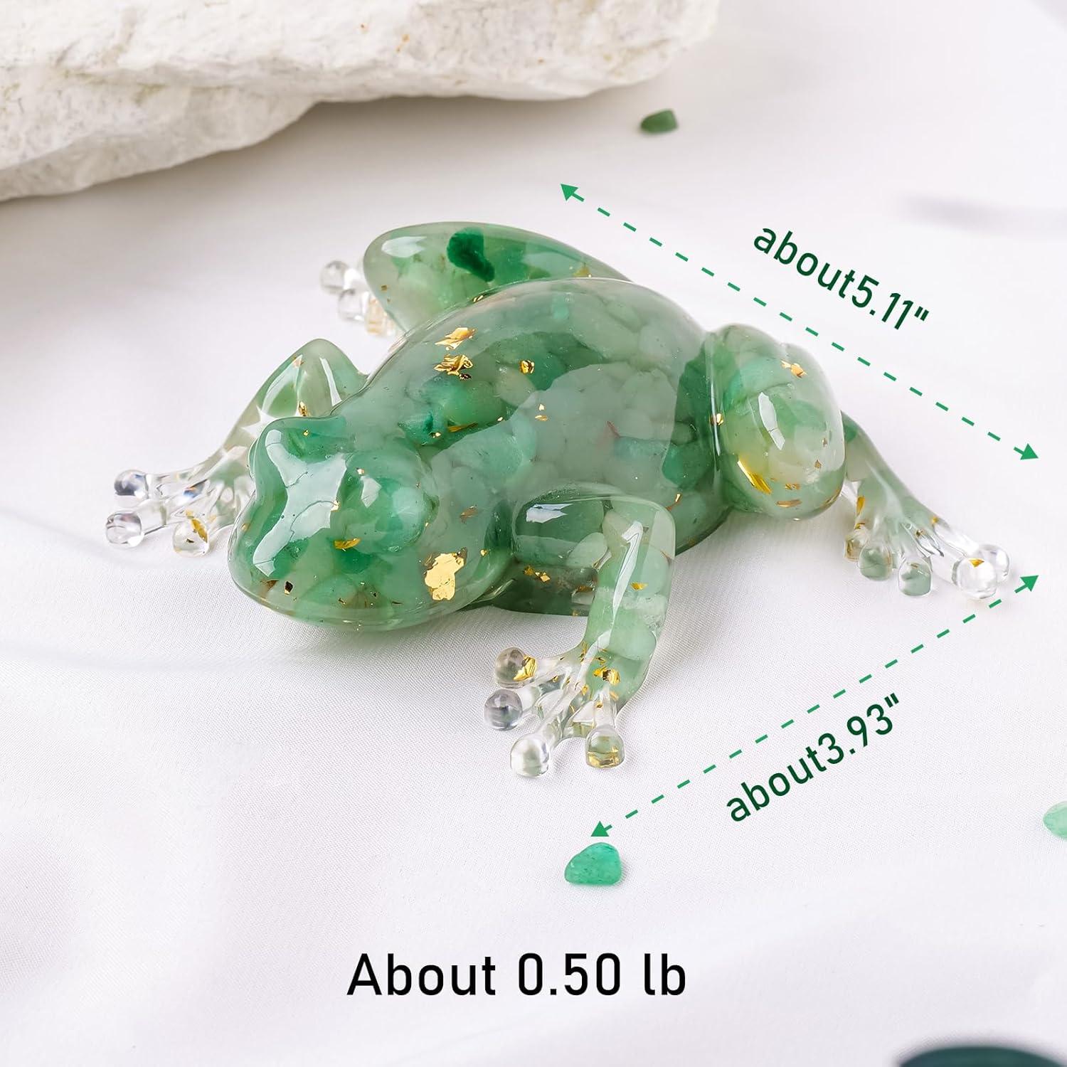 Rana de Resina de Cristal Natural RJINGSHI 13x10 cm Decorativa