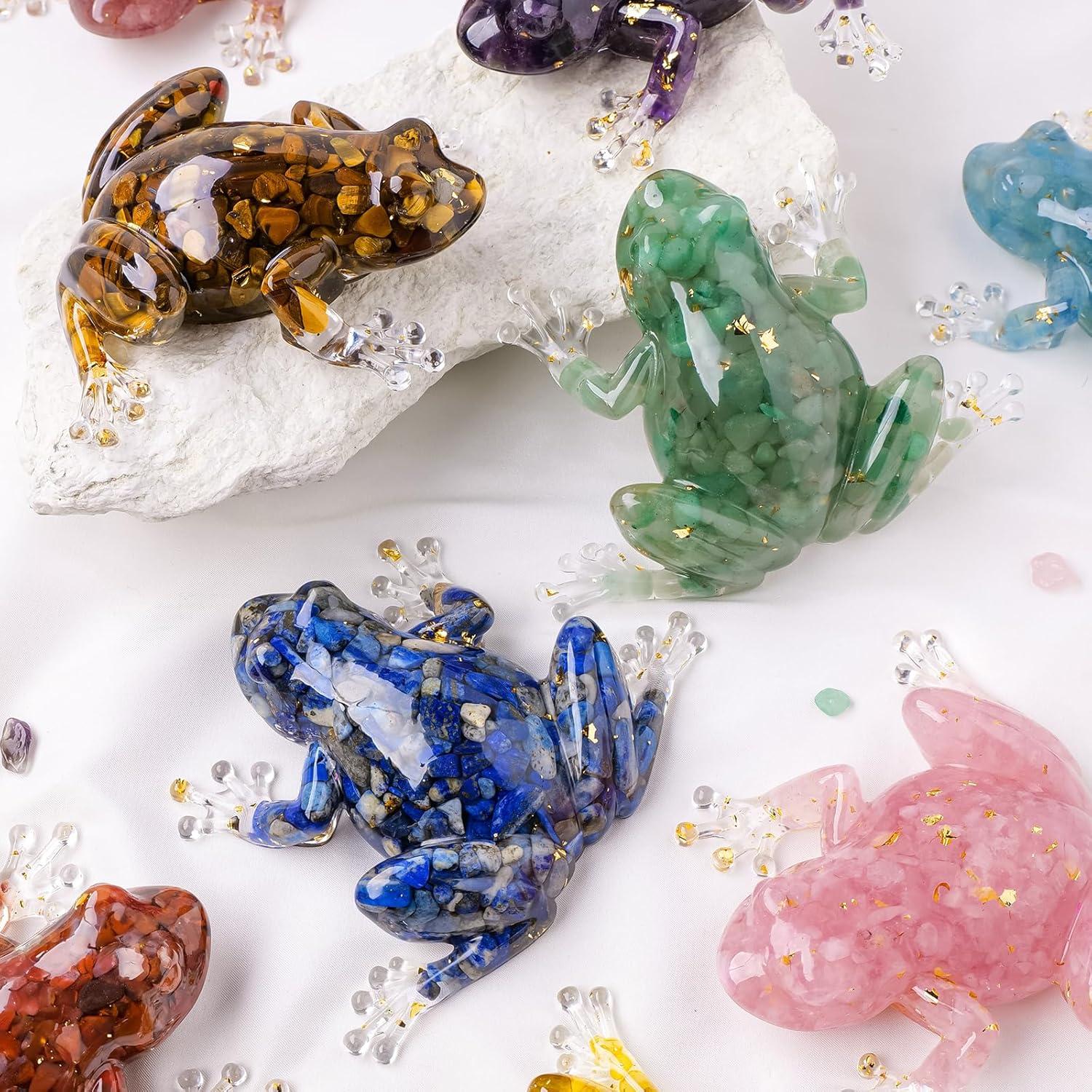 Rana de Resina de Cristal Natural RJINGSHI 13x10 cm Decorativa