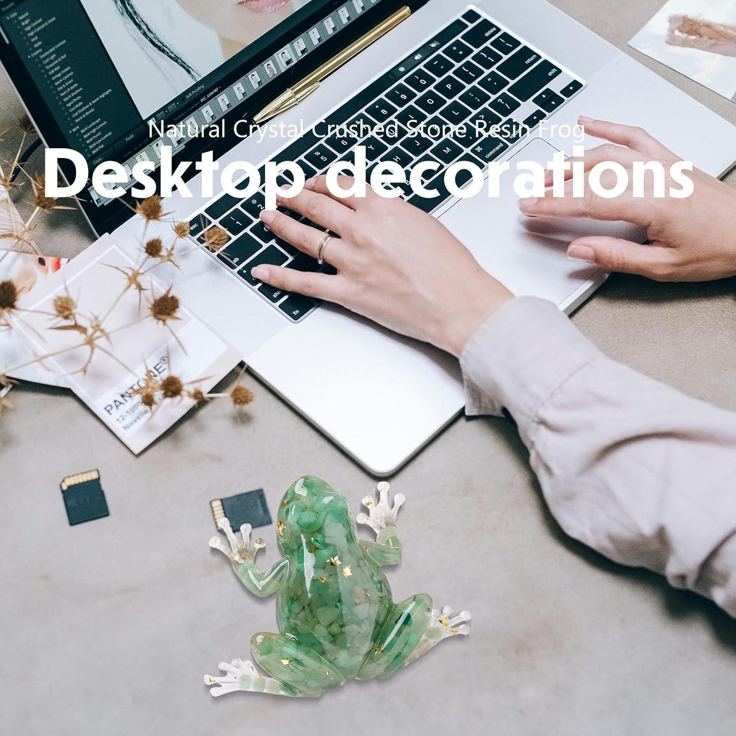 Rana de Resina de Cristal Natural RJINGSHI 13x10 cm Decorativa