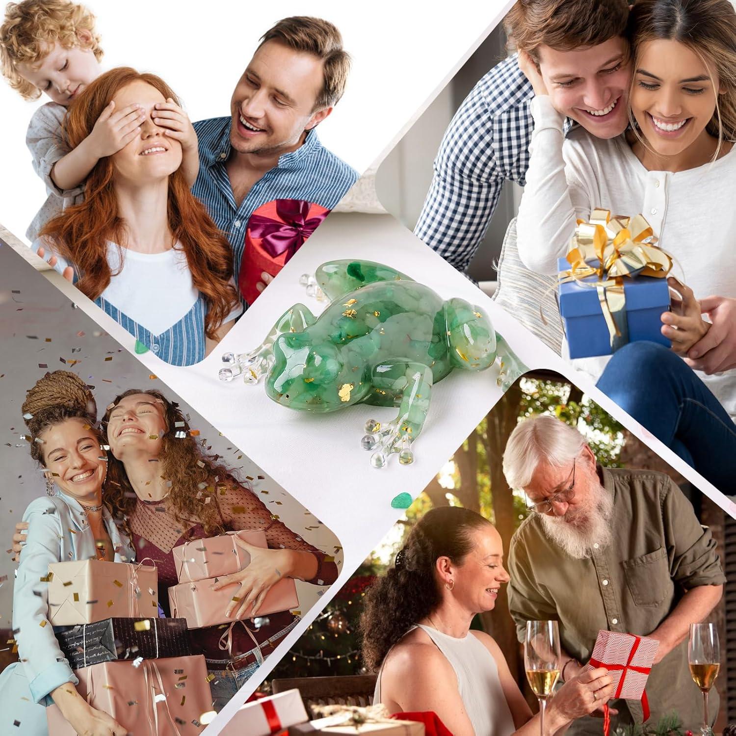 Rana de Resina de Cristal Natural RJINGSHI 13x10 cm Decorativa