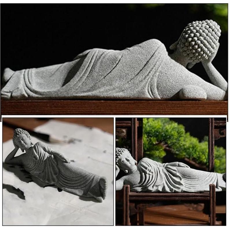 Estatua de Buda Durmiente PRETYZOOM 9x3 cm Decoración Zen