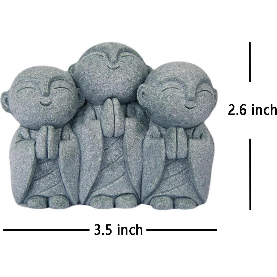 Estatua Jizo Japonesa OwMell 3 Monjes de Arenisca 7.62 cm