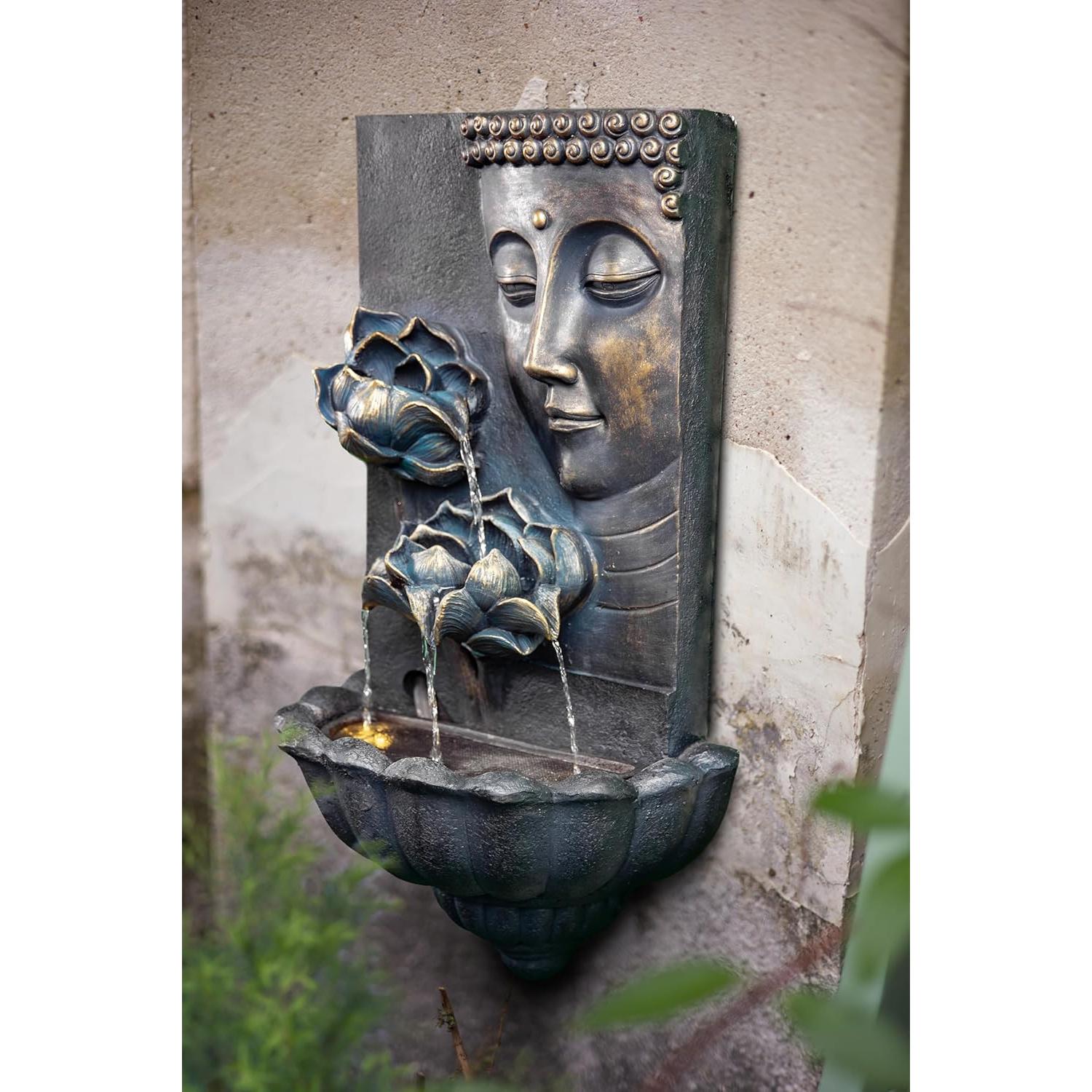 Fuente de Agua Zen Buda Loto Warm Garden 82 cm Exterior