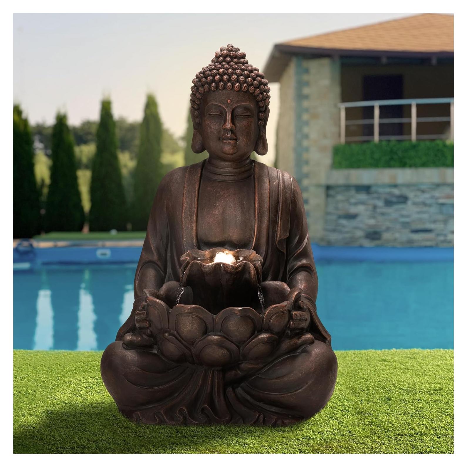 Fuente Zen de Buda Glitzhome 59 cm con Luz LED y Bomba