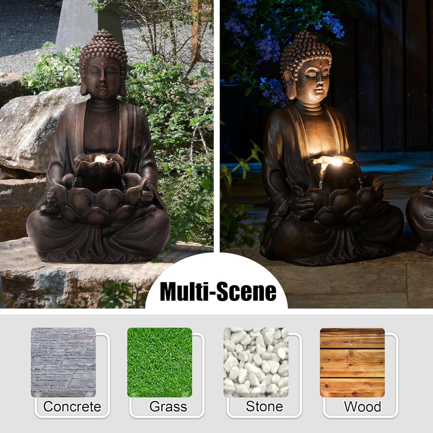 Fuente Zen de Buda Glitzhome 59 cm con Luz LED y Bomba