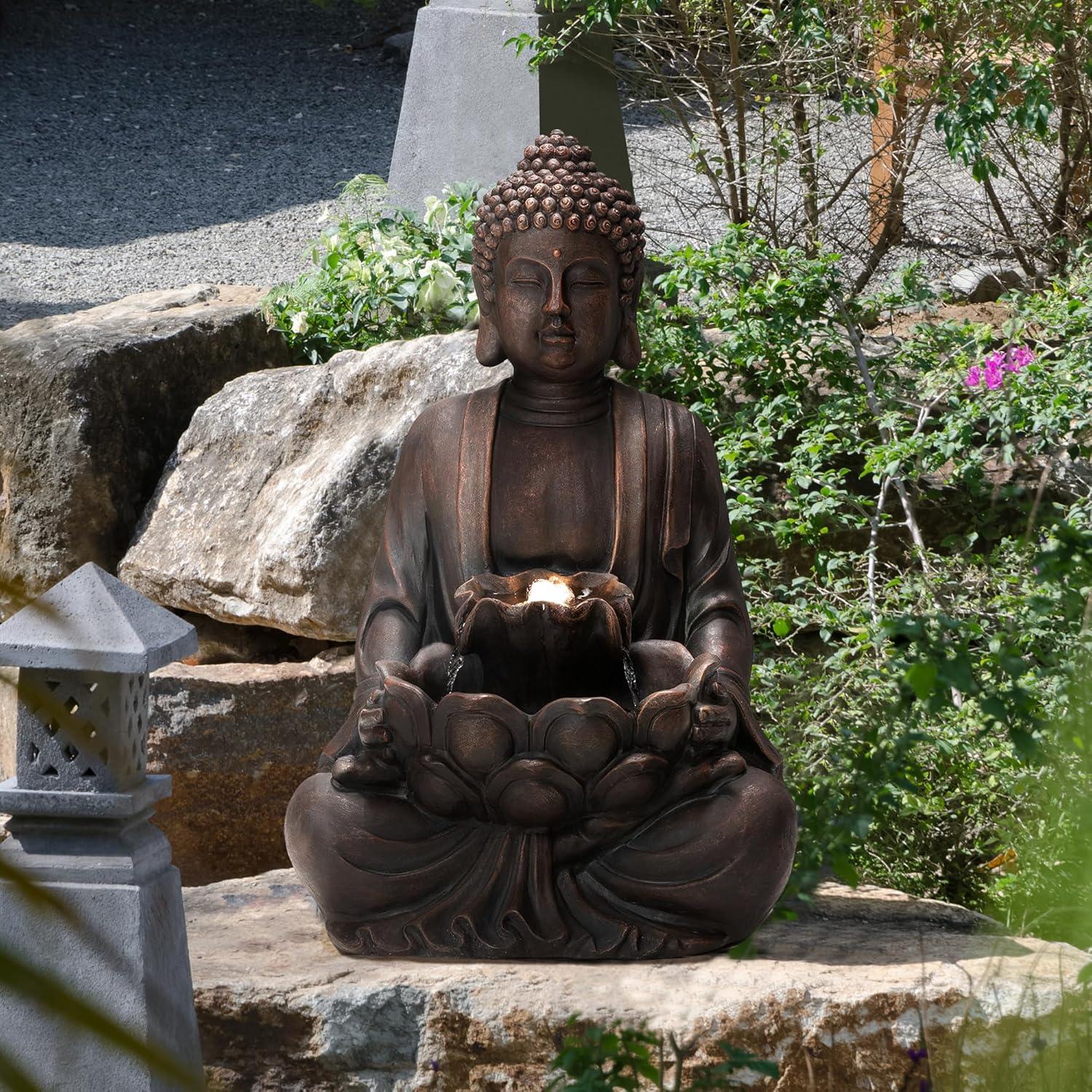 Fuente Zen de Buda Glitzhome 59 cm con Luz LED y Bomba