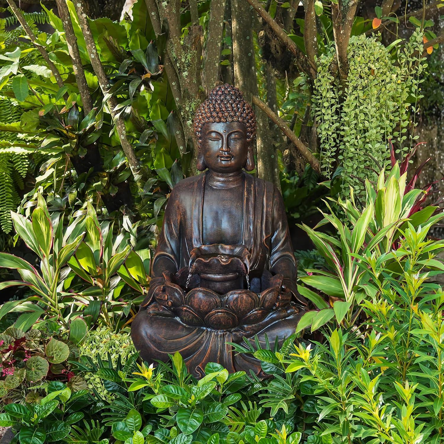 Fuente Zen de Buda Glitzhome 59 cm con Luz LED y Bomba