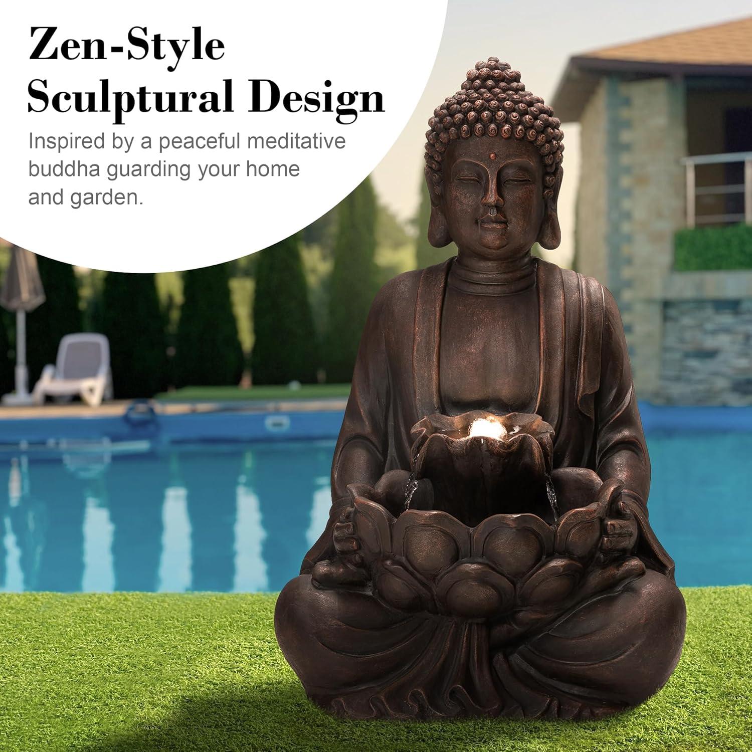 Fuente Zen de Buda Glitzhome 59 cm con Luz LED y Bomba