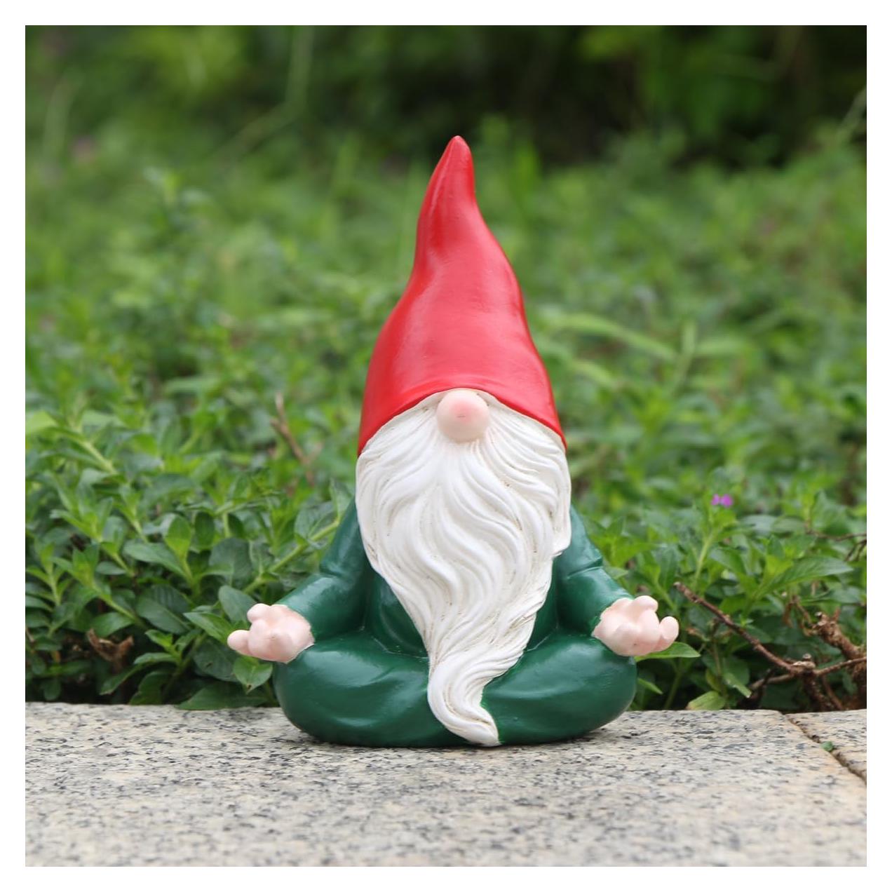 Estatua de Gnomo de Jardín Meditador JARPSIRY 11.5 cm Resina