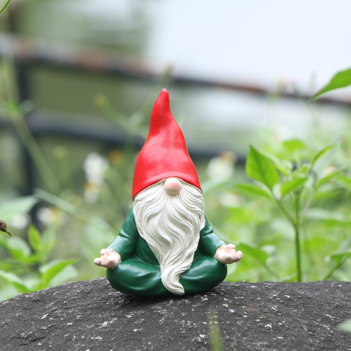 Estatua de Gnomo de Jardín Meditador JARPSIRY 11.5 cm Resina