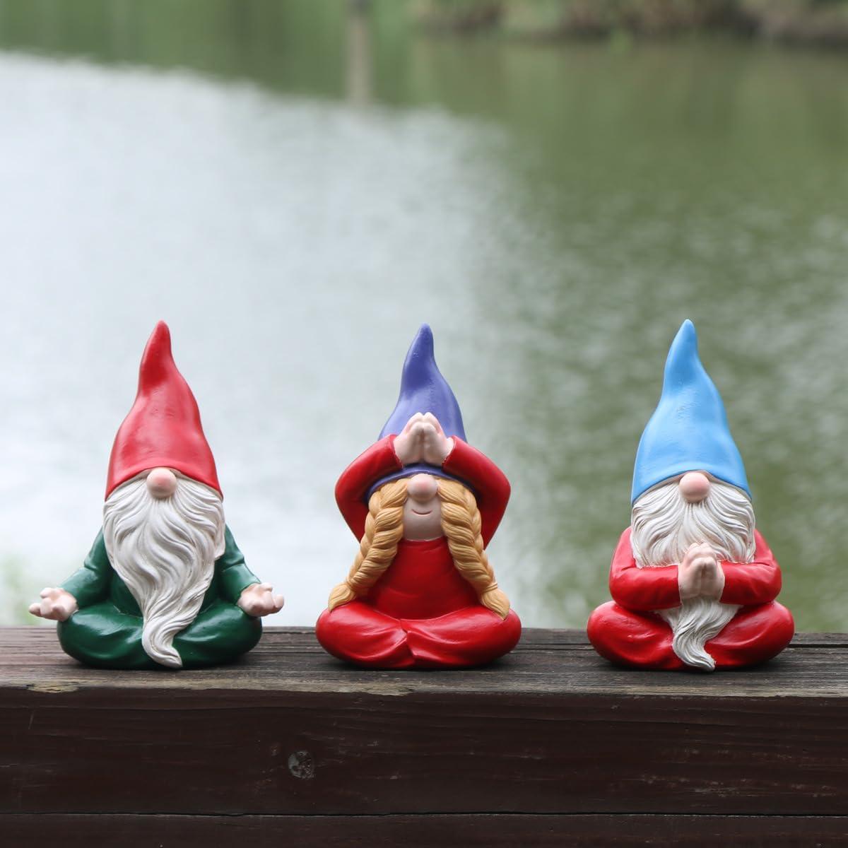 Estatua de Gnomo de Jardín Meditador JARPSIRY 11.5 cm Resina