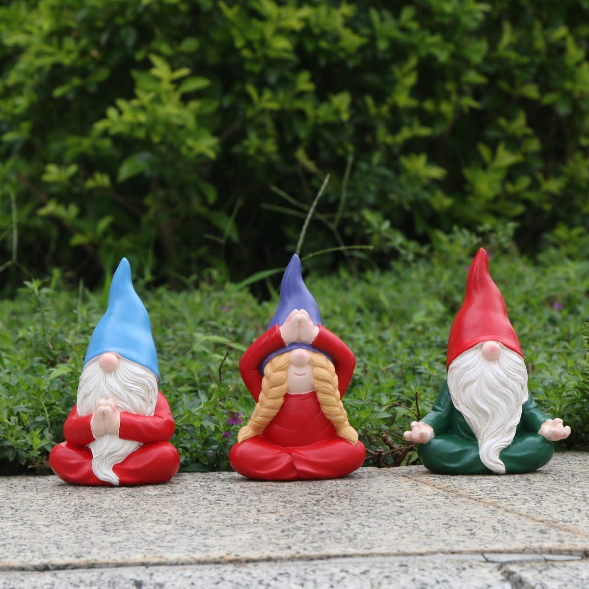 Estatua de Gnomo de Jardín Meditador JARPSIRY 11.5 cm Resina