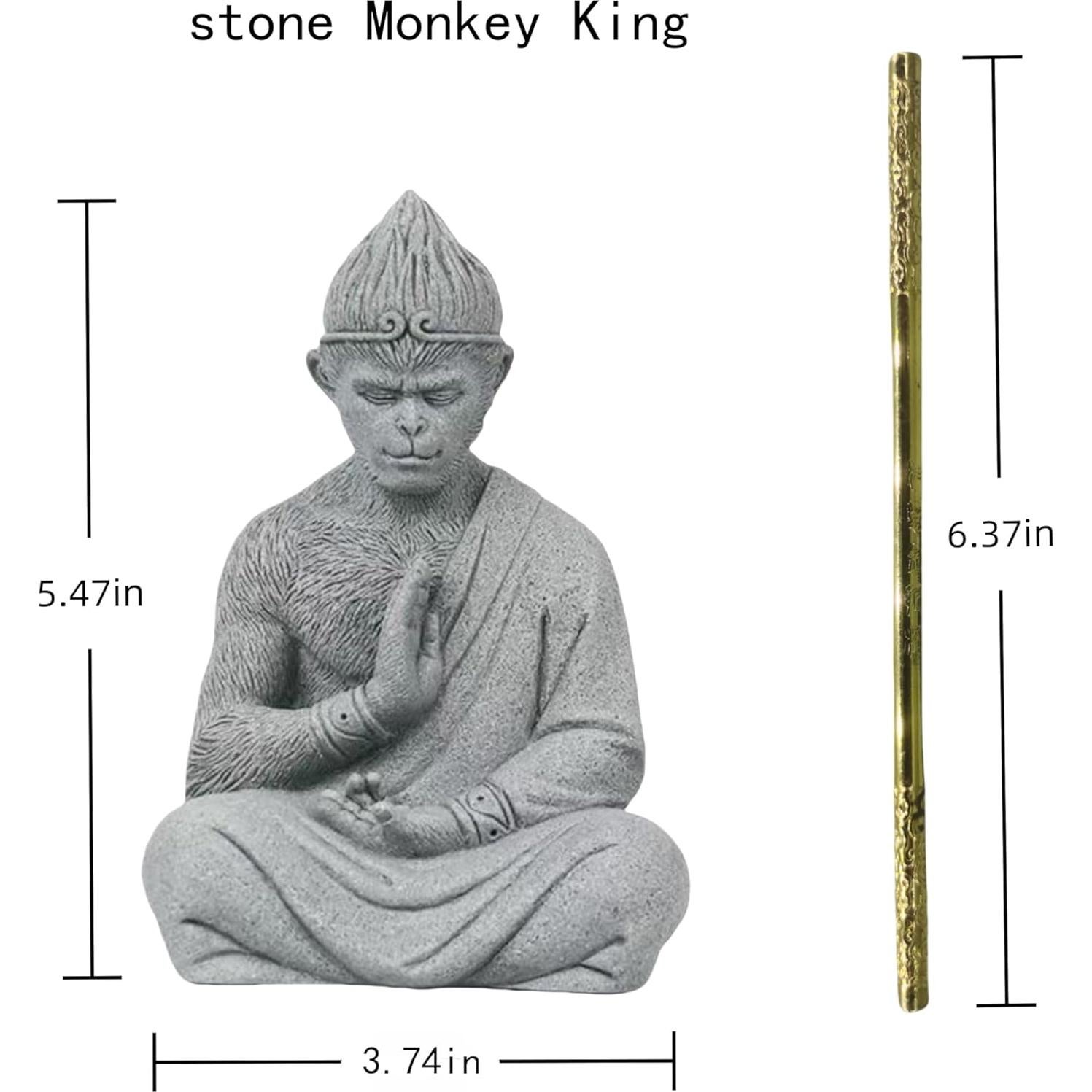 Escultura Rey Mono Meditador Zen 13.9 cm - Buda Decoración