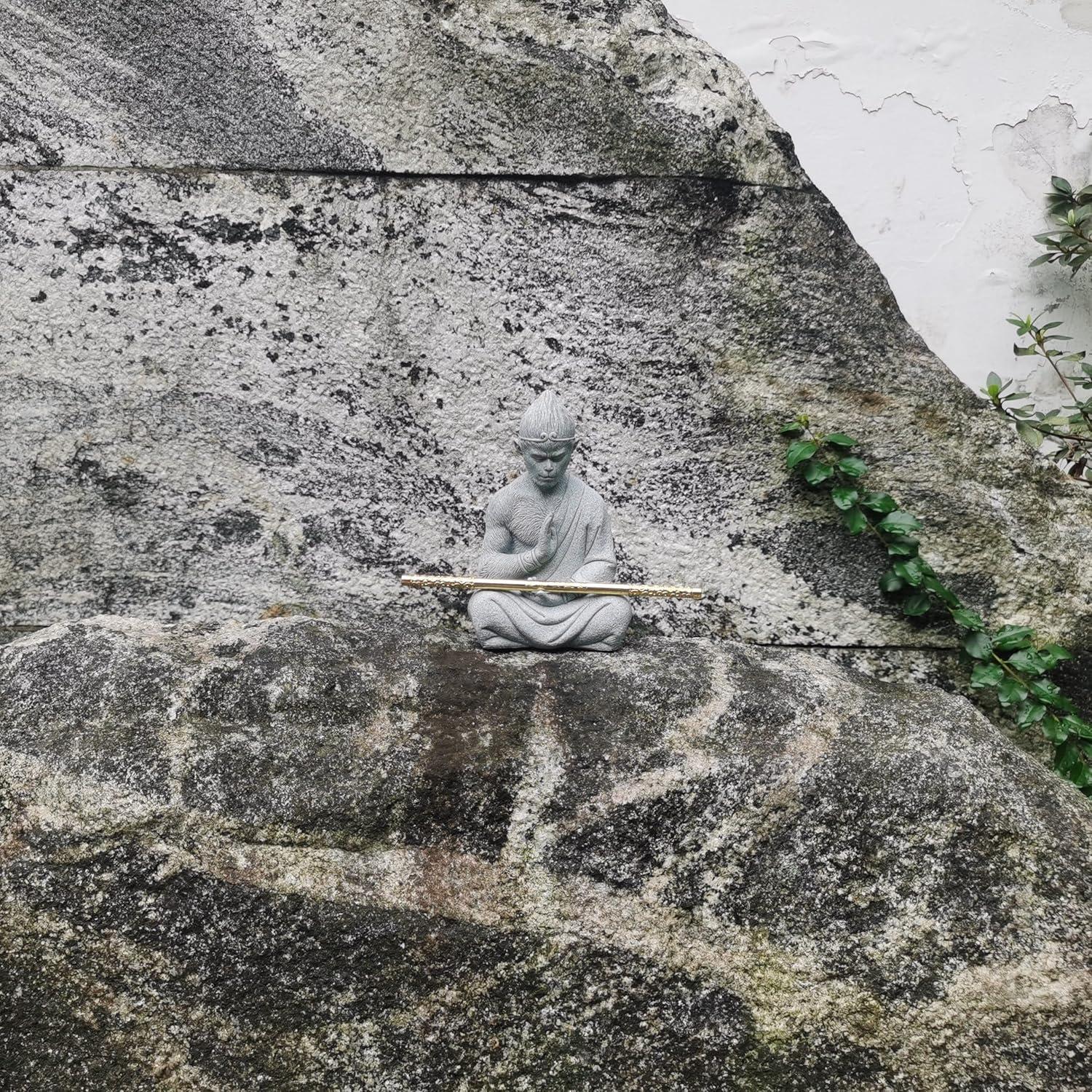 Escultura Rey Mono Meditador Zen 13.9 cm - Buda Decoración