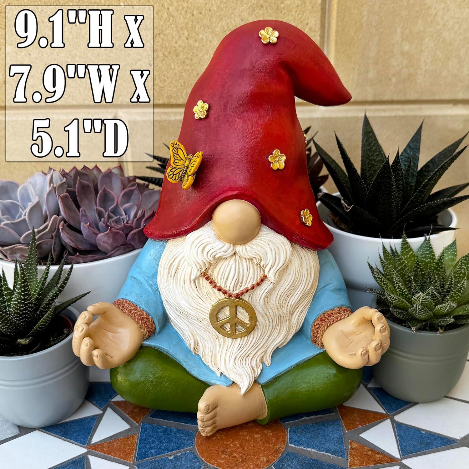 Gnomo de Jardín Mood Lab - Estatua Zen Hippie 24.1 cm