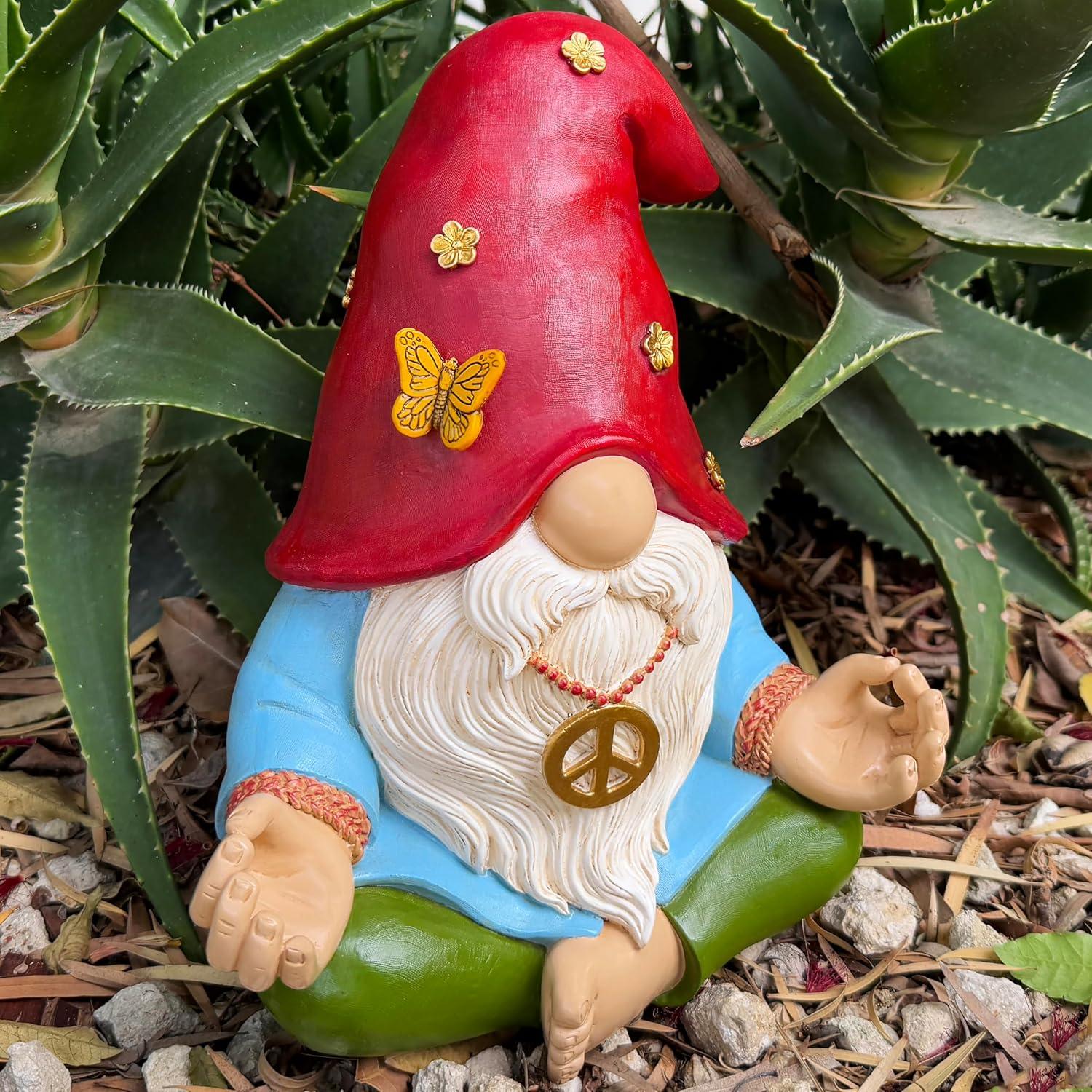 Gnomo de Jardín Mood Lab - Estatua Zen Hippie 24.1 cm