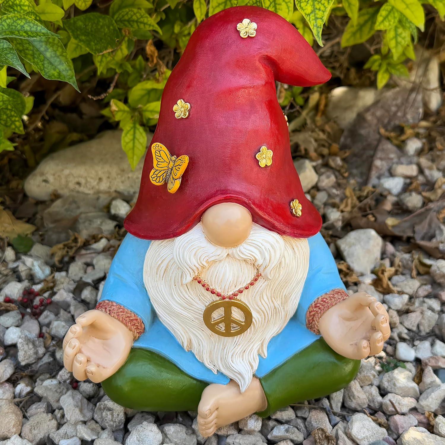 Gnomo de Jardín Mood Lab - Estatua Zen Hippie 24.1 cm