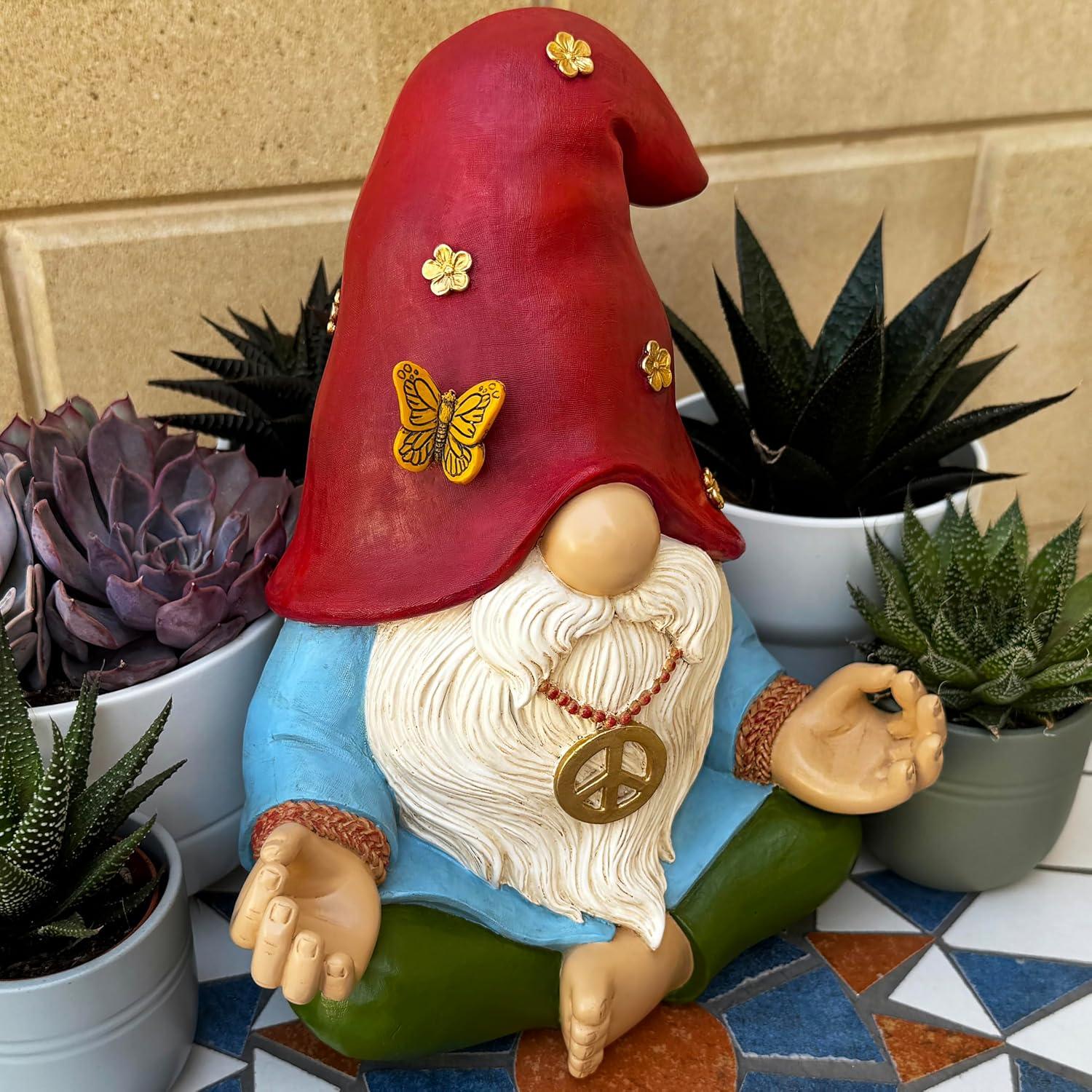 Gnomo de Jardín Mood Lab - Estatua Zen Hippie 24.1 cm