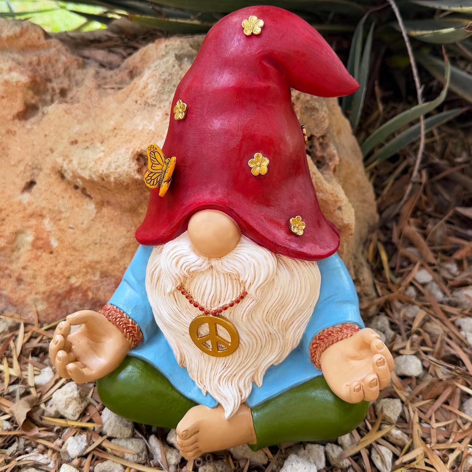 Gnomo de Jardín Mood Lab - Estatua Zen Hippie 24.1 cm