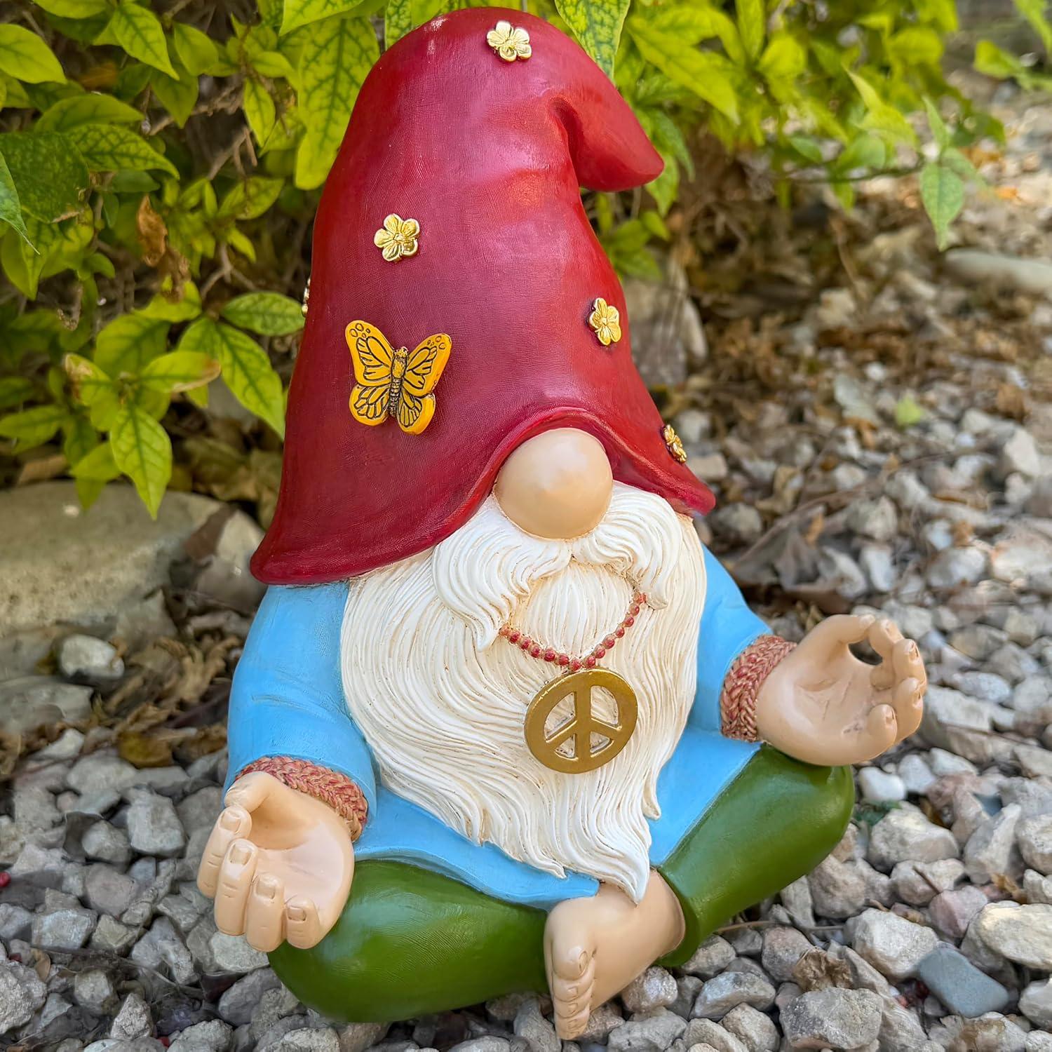 Gnomo de Jardín Mood Lab - Estatua Zen Hippie 24.1 cm