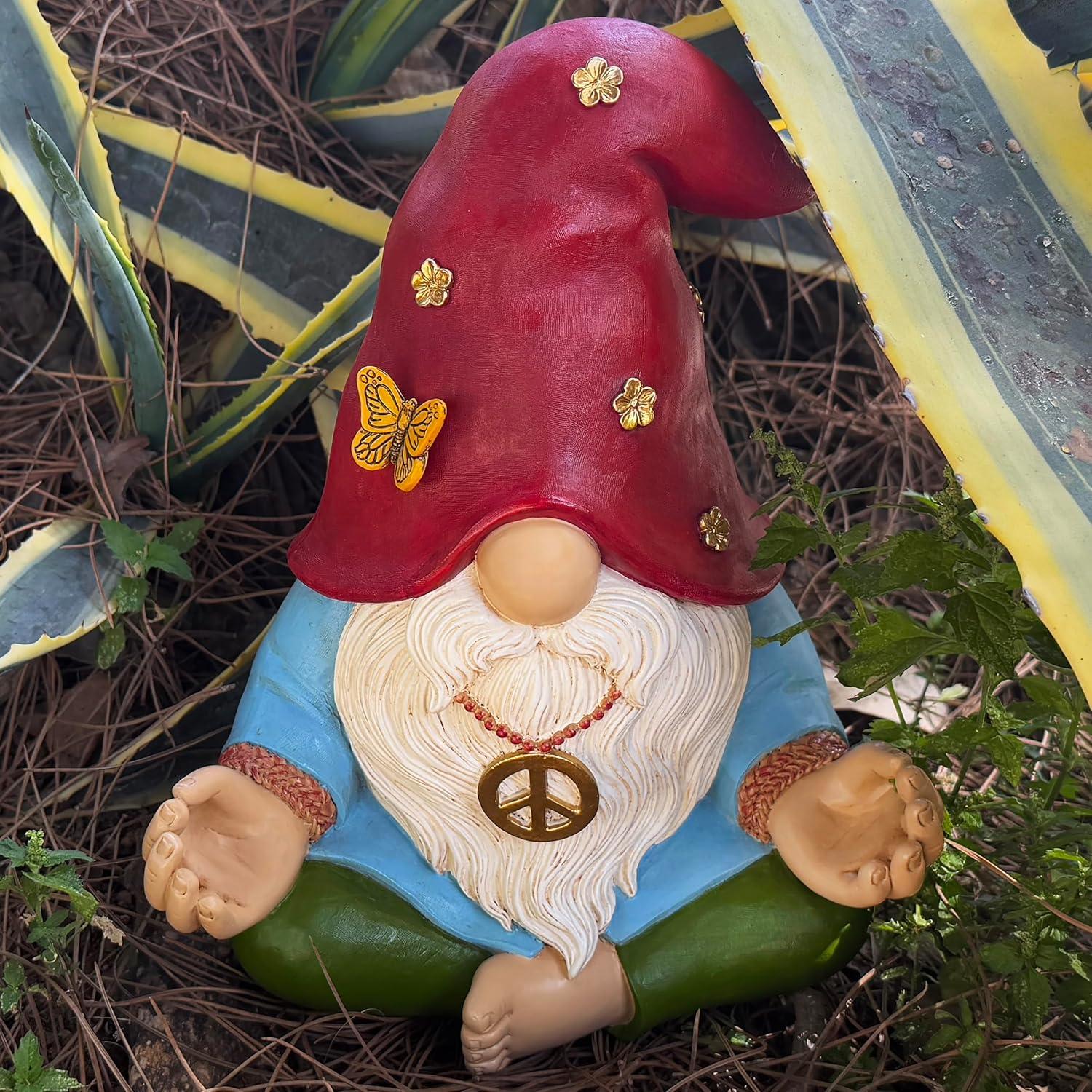 Gnomo de Jardín Mood Lab - Estatua Zen Hippie 24.1 cm