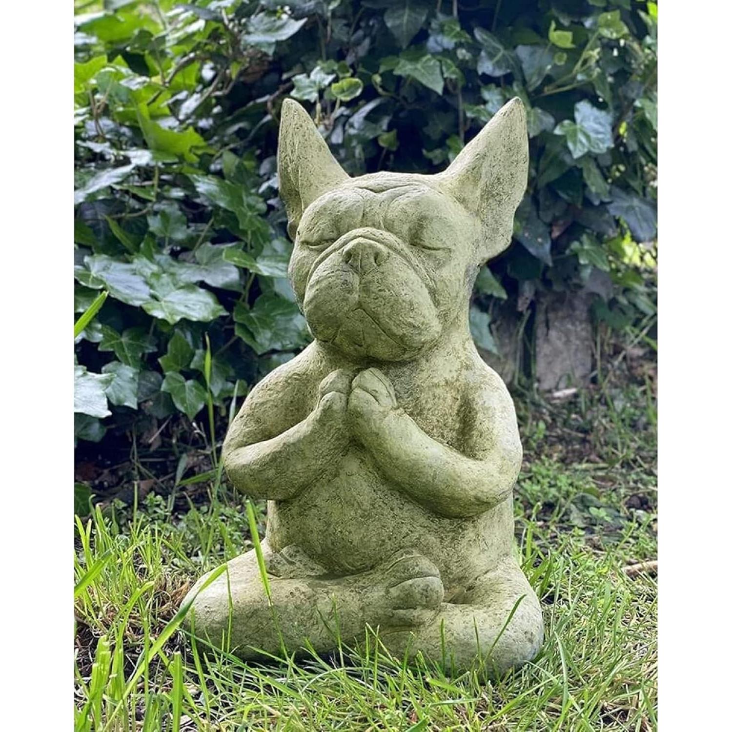 Estatua Bulldog Francés Meditador YWHWXB 10x8x15cm Decorativa