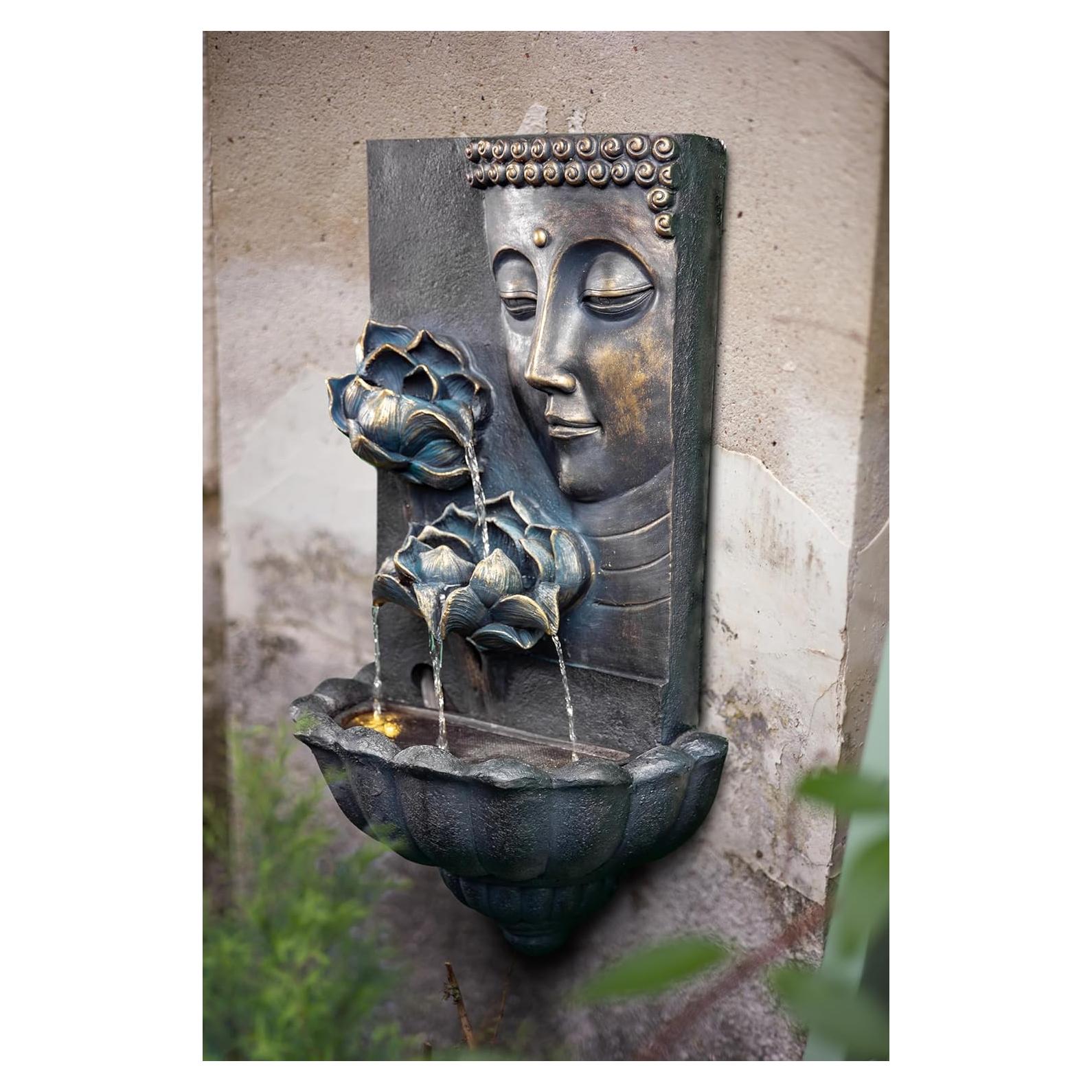 Fuente de Agua Buda Montada en Pared ChengPin 82 cm Resina