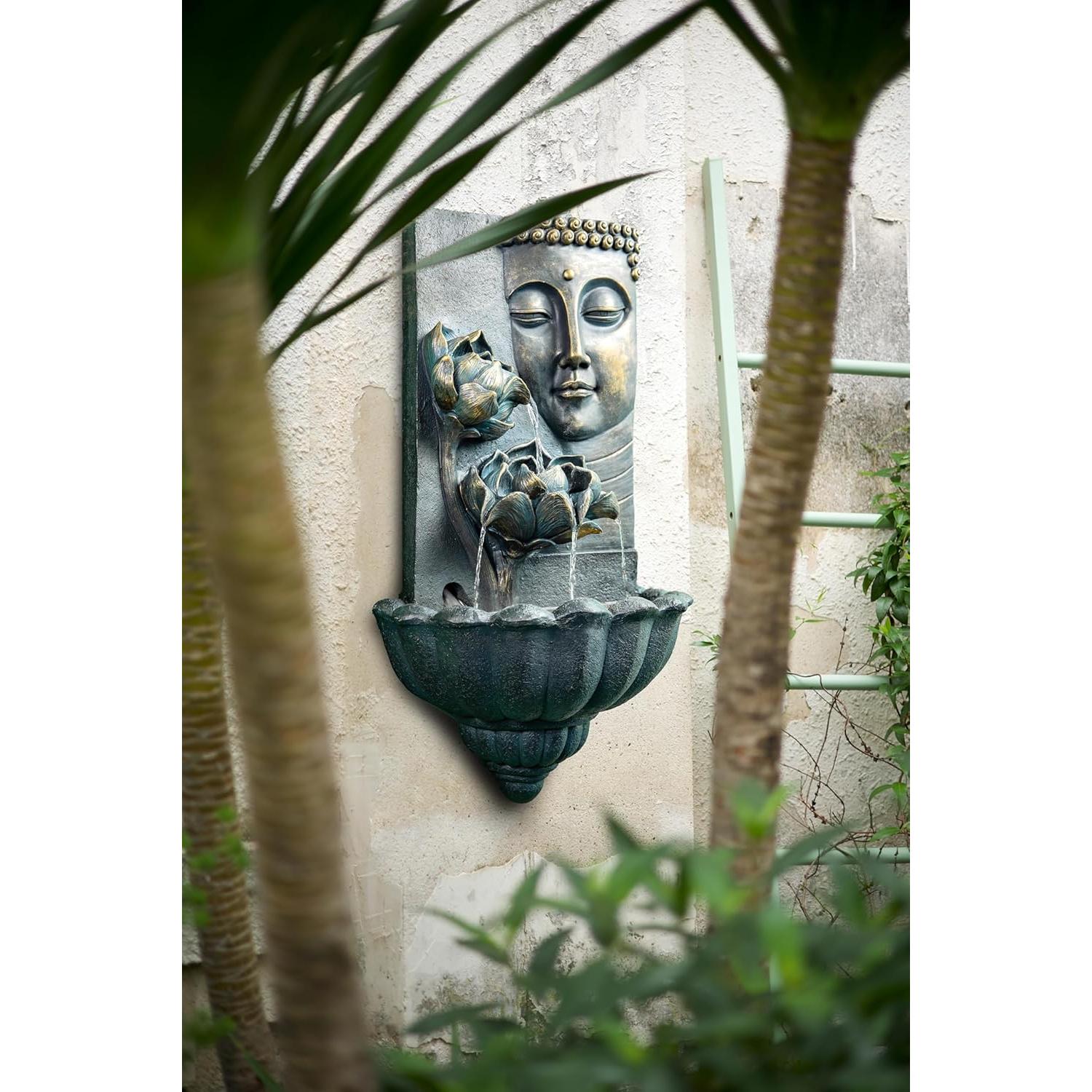Fuente de Agua Buda Montada en Pared ChengPin 82 cm Resina