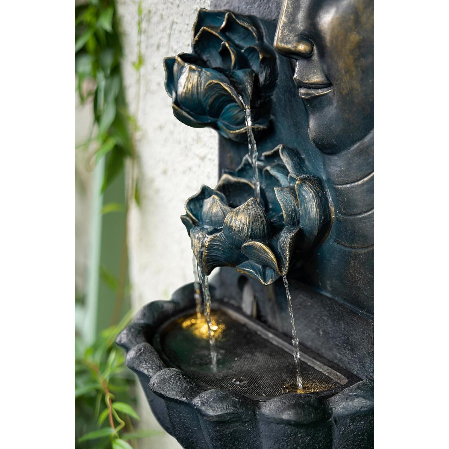 Fuente de Agua Buda Montada en Pared ChengPin 82 cm Resina