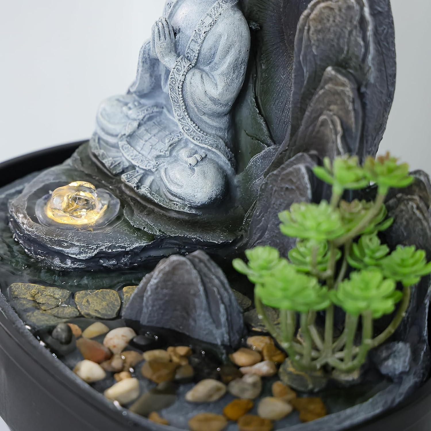 Fuente de Agua de Mesa Tankana Buda Zen Gris 27.94x25.4cm