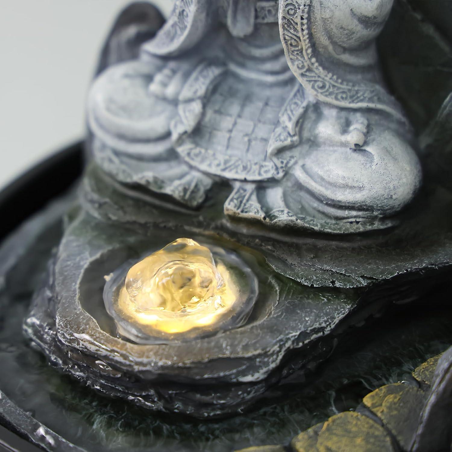 Fuente de Agua de Mesa Tankana Buda Zen Gris 27.94x25.4cm
