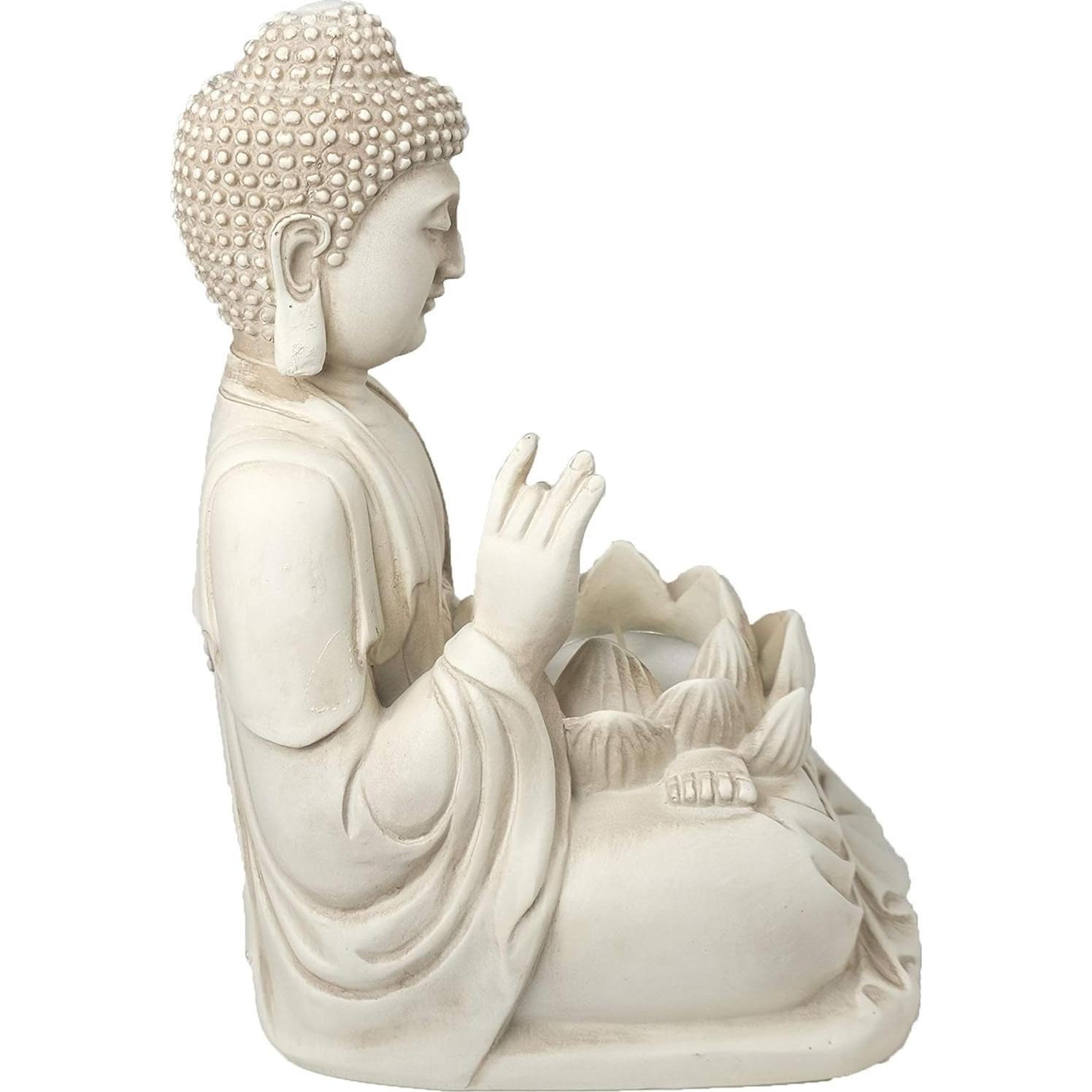 Portavelas de Buda Beige 24.1 cm Poliresina con 3 Velas