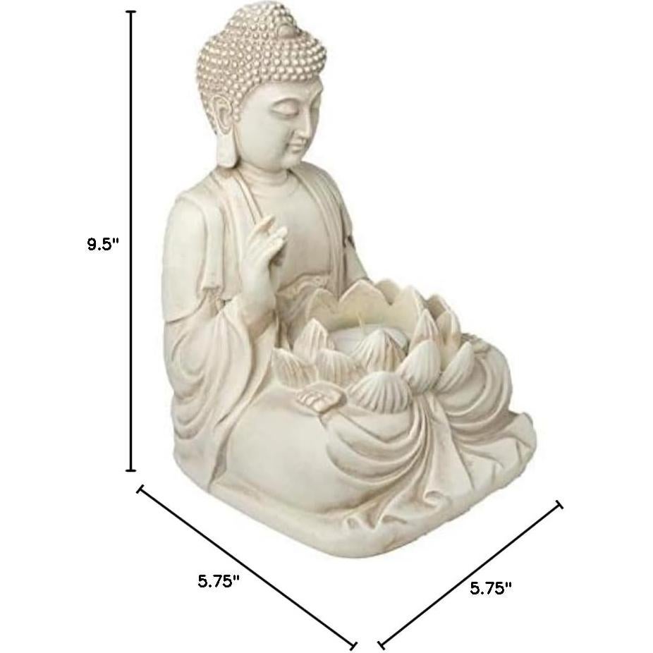 Portavelas de Buda Beige 24.1 cm Poliresina con 3 Velas