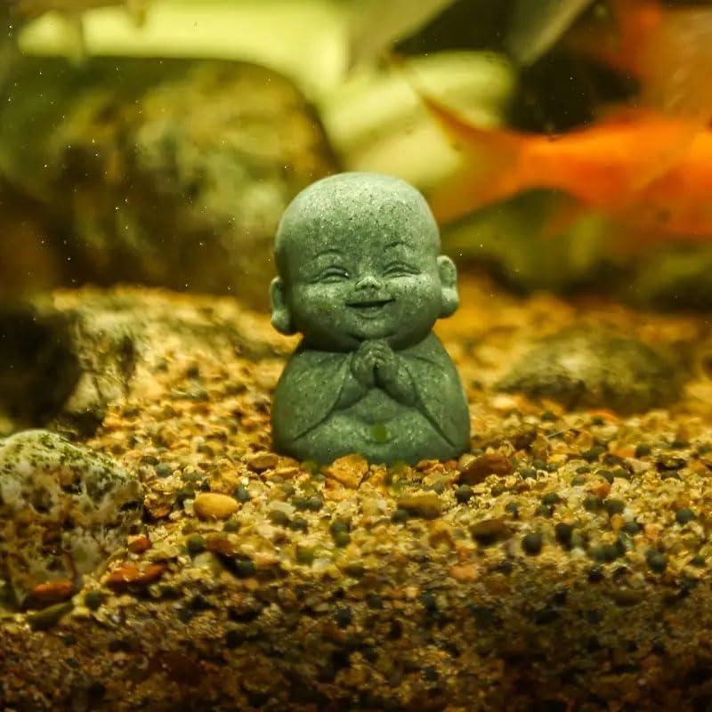 4 Piezas Mini Buda Riendo Resina Adornos Jardín Meditación