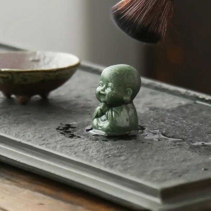 4 Piezas Mini Buda Riendo Resina Adornos Jardín Meditación