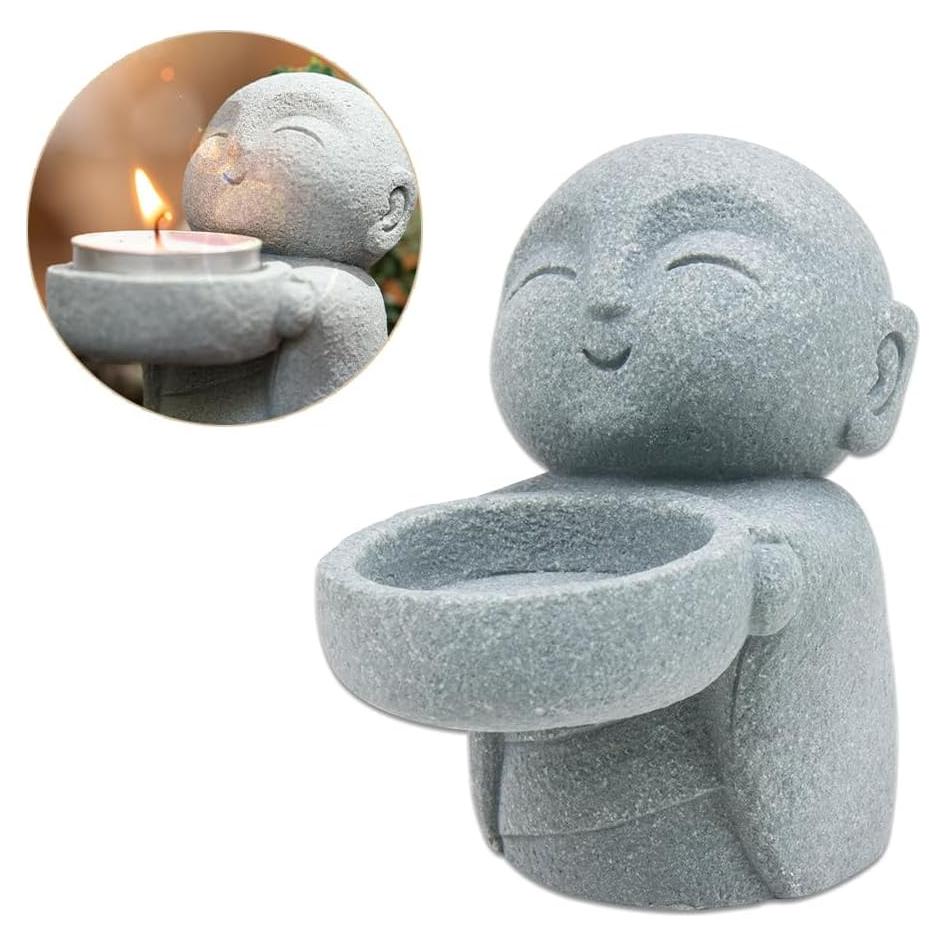 Soporte de Vela Buda ZORZA Arenisca Vintage 8.6 cm